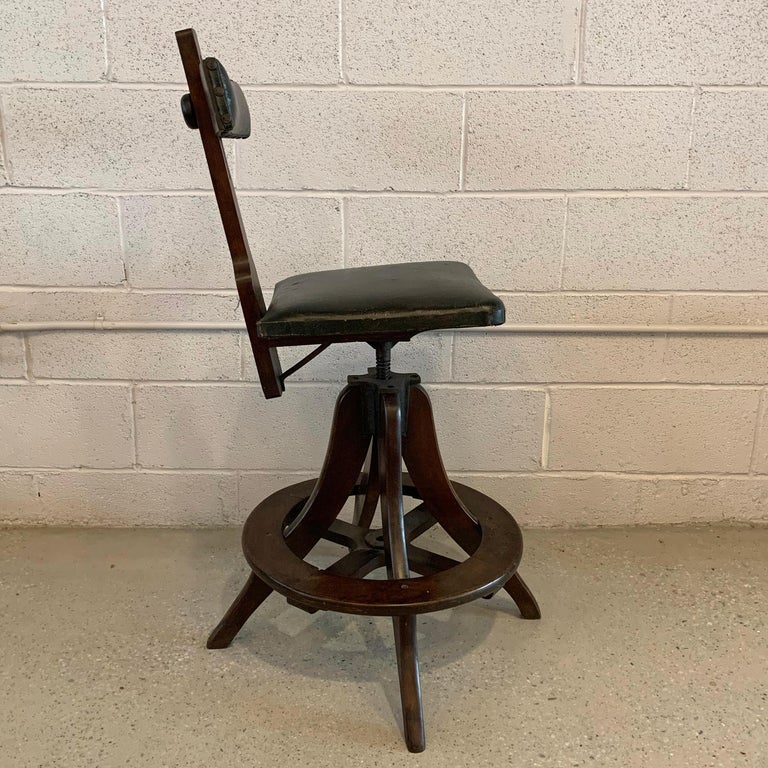 Industrial Adjustable Telephone Operator Swivel Stool In Good Condition For Sale In Brooklyn, NY