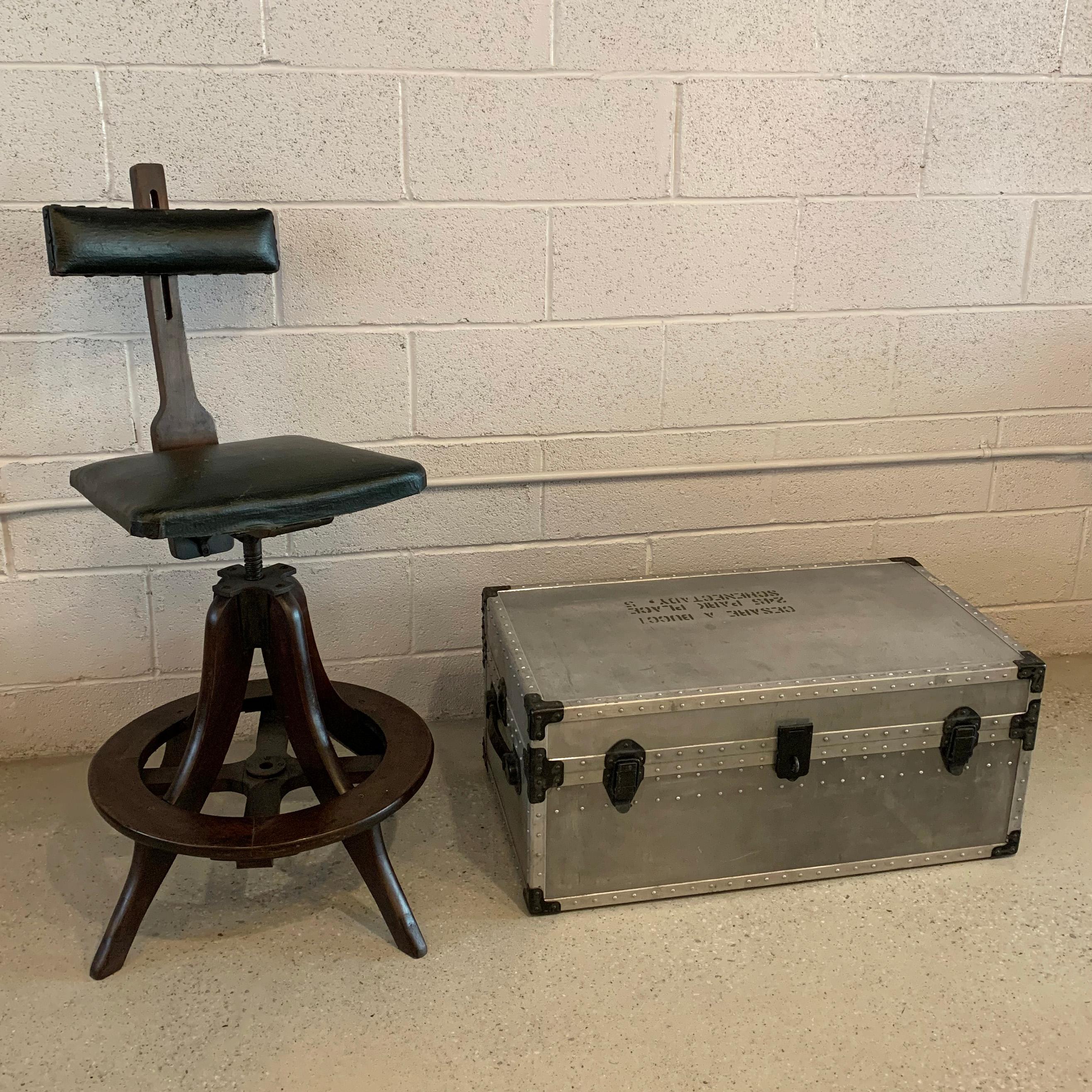 Industrial Adjustable Telephone Operator Swivel Stool In Good Condition In Brooklyn, NY