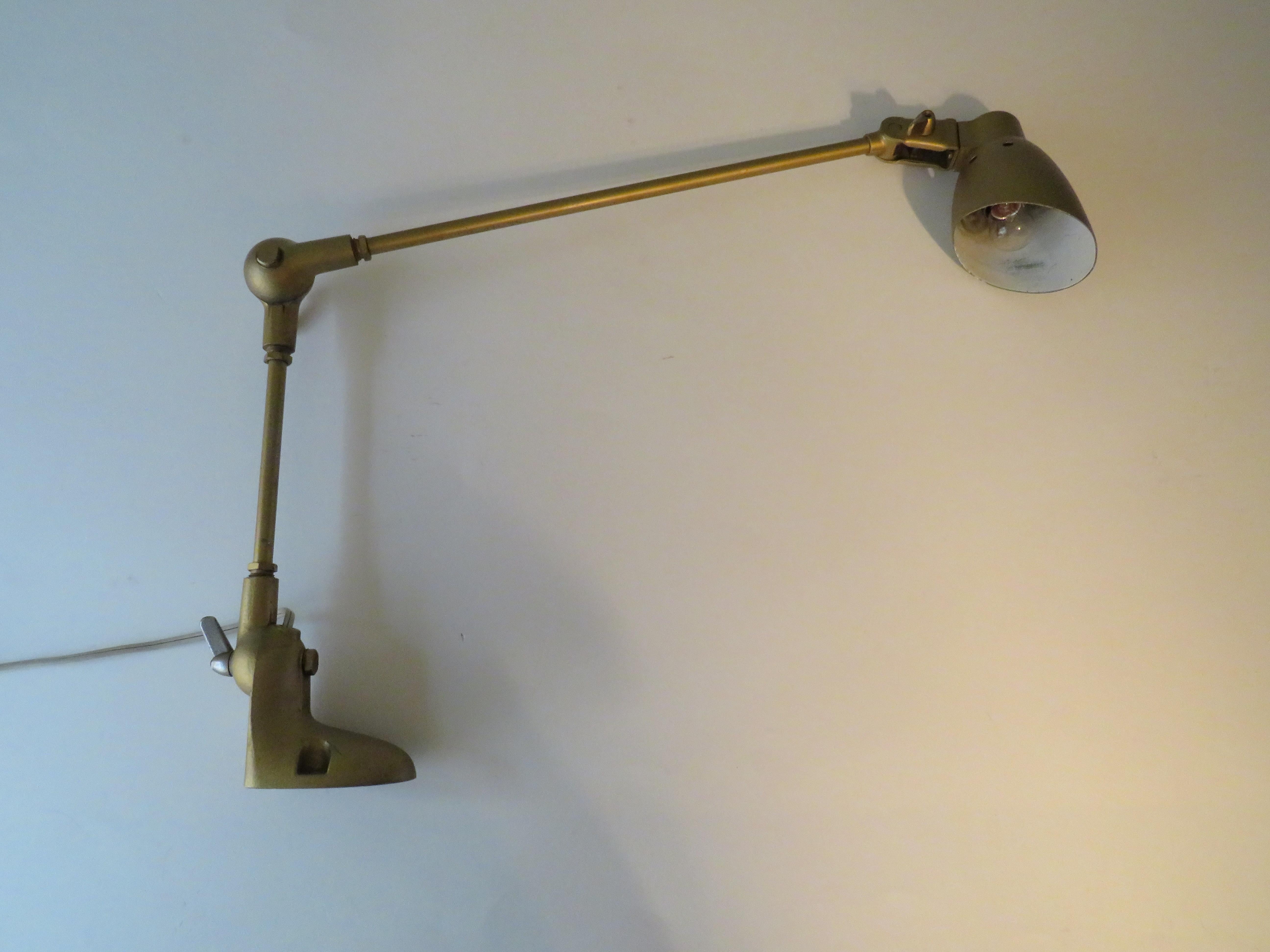 Hammered Industrial Adjustable Worktop or Wall Lamp by Pfaff, Germany, 1950s For Sale