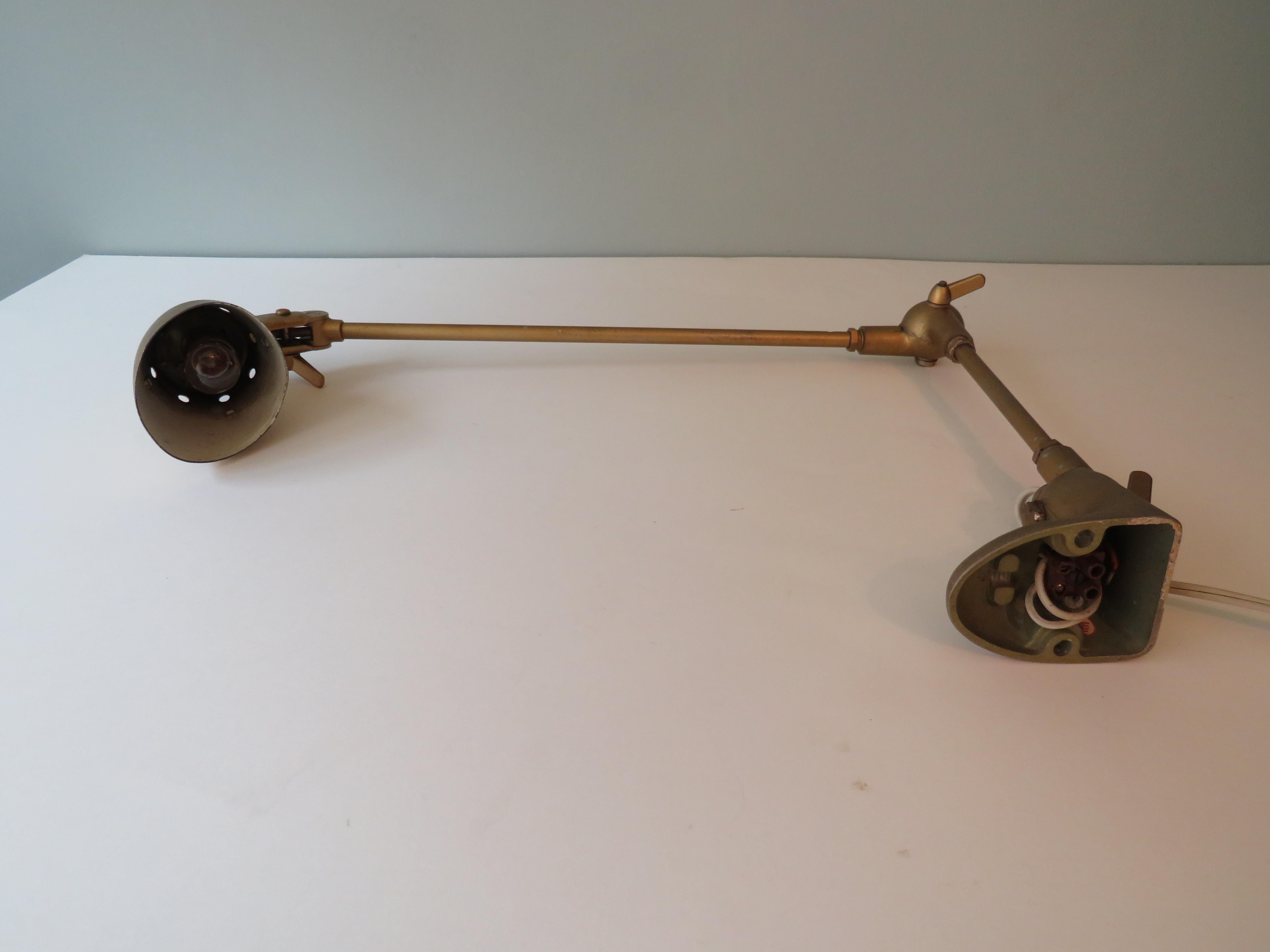 Industrial Adjustable Worktop or Wall Lamp by Pfaff, Germany, 1950s For Sale 2