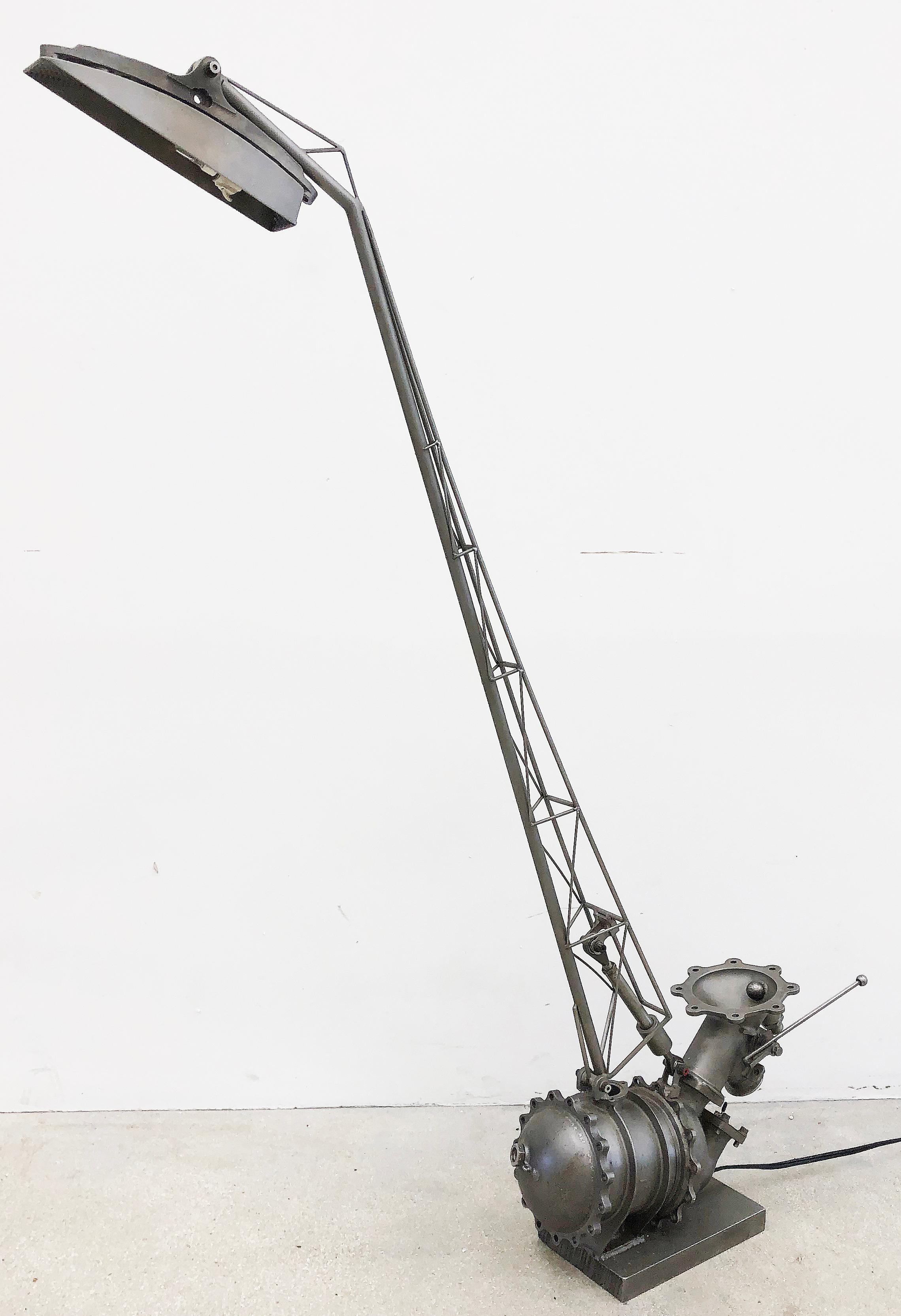 Industrial Studio Aeronautics parts table lamp by Omar Ali

Offered for sale is a unique, one of a kind industrial table lamp created by utilizing spare aeronautics parts, by the Egyptian-born, Miami based artist Omar Ali. The artist has created