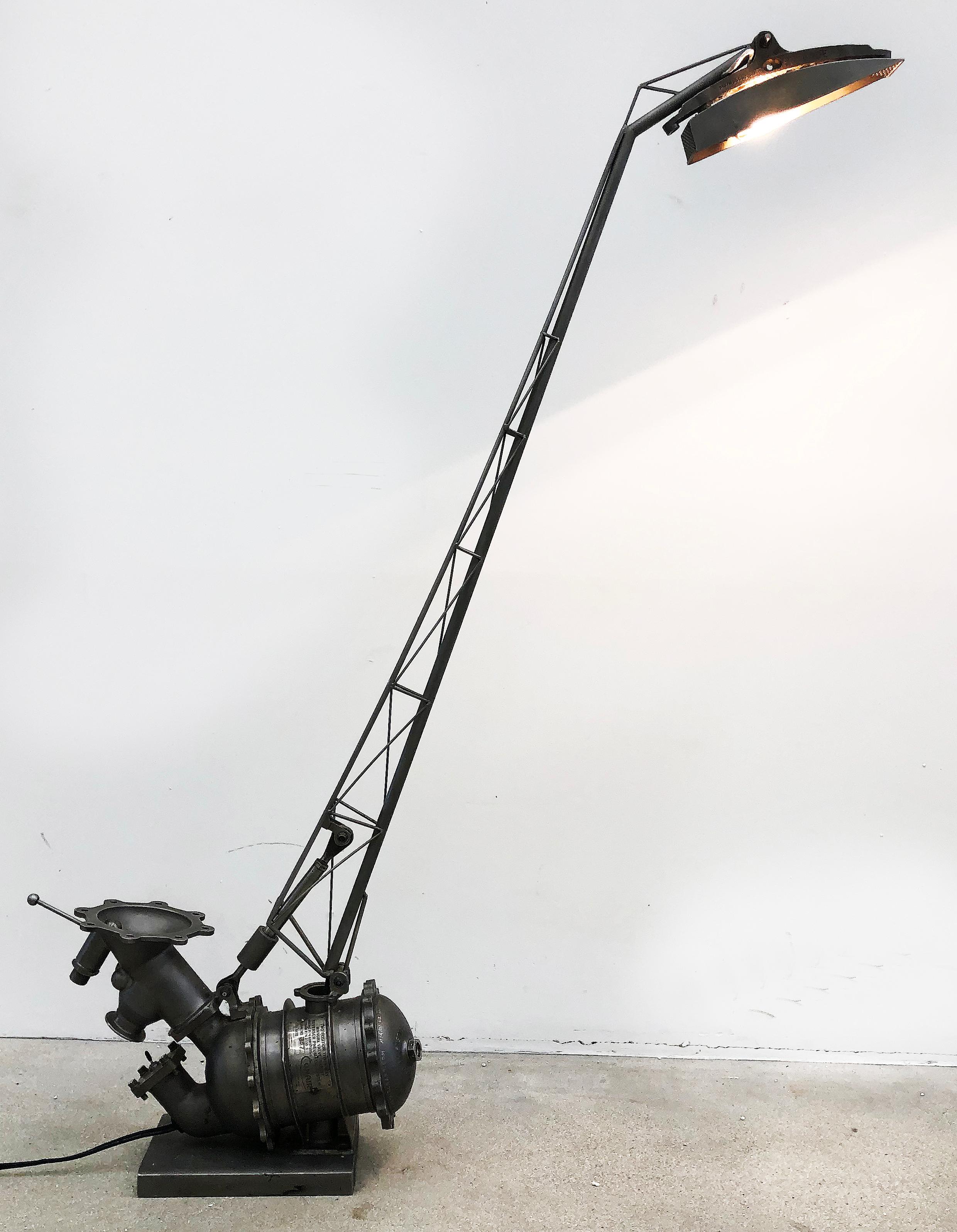 Industrial Aeronautics Parts Table Lamp by Omar Ali, Egyptian American Artist  In Good Condition In Miami, FL