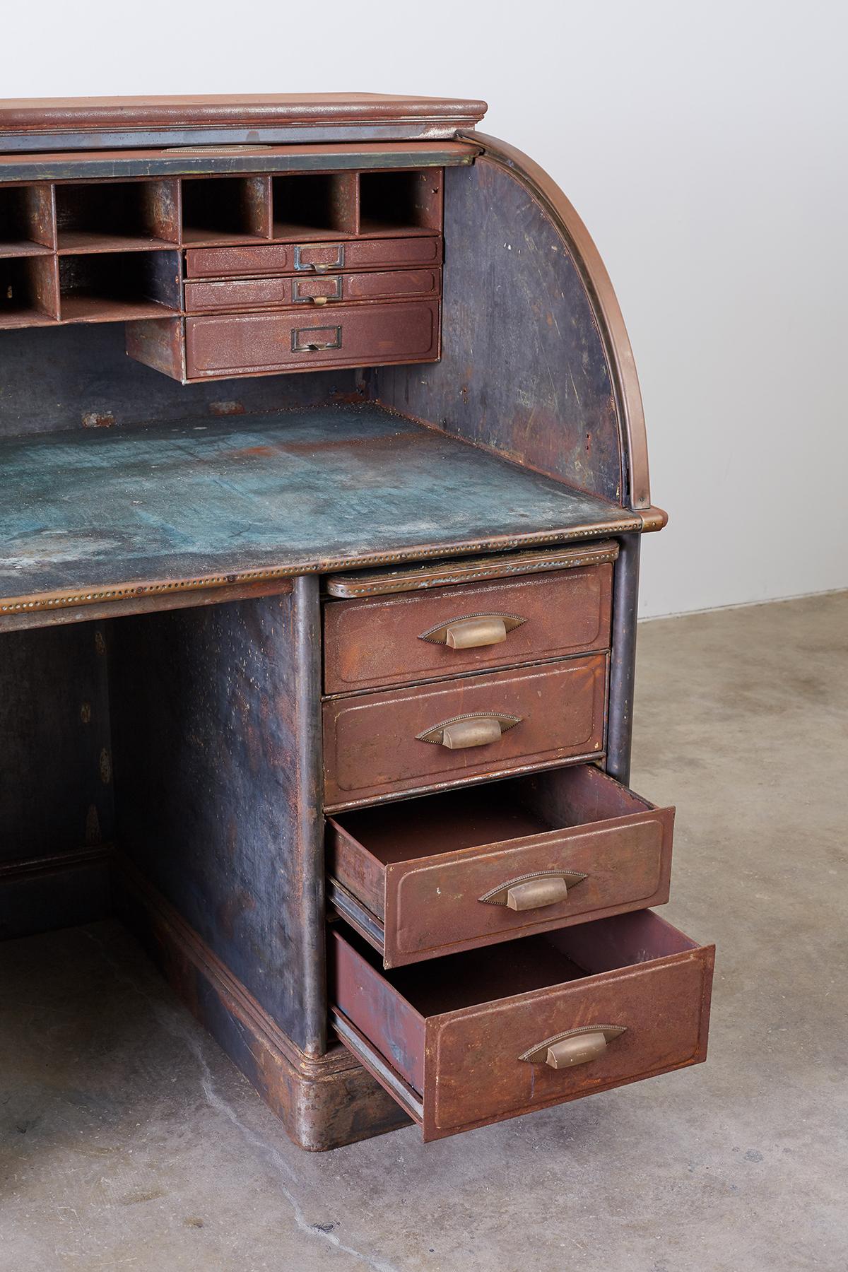Industrial Age Steel Roll Top Desk by Art Metal at 1stDibs metal roll top desk, steel age desk