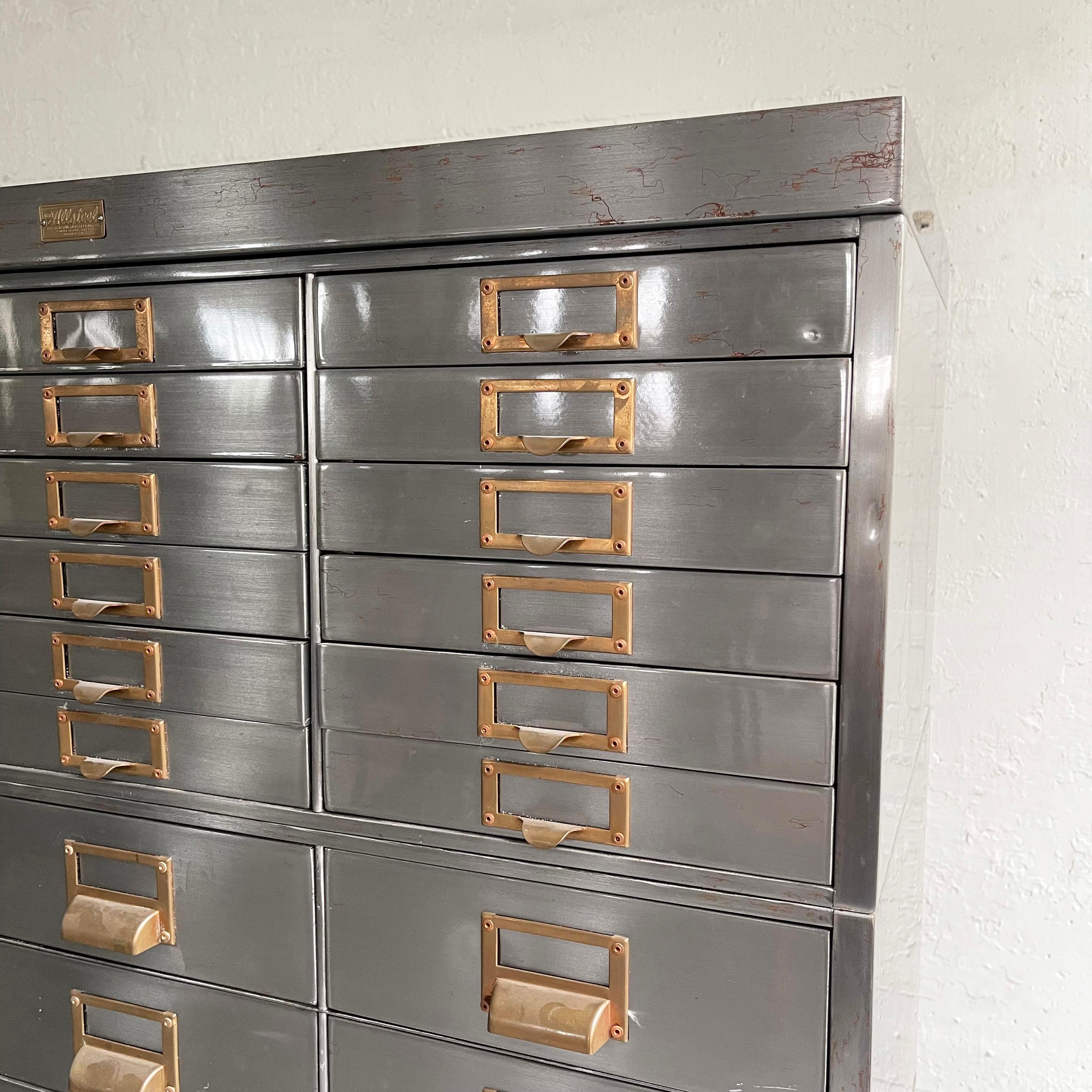 Industrial Allsteel Tall Multiple Drawer Filing Cabinet In Good Condition In Brooklyn, NY