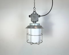 Industrial Aluminium Cage Light with Milk Glass from Elektrosvit, 1970s