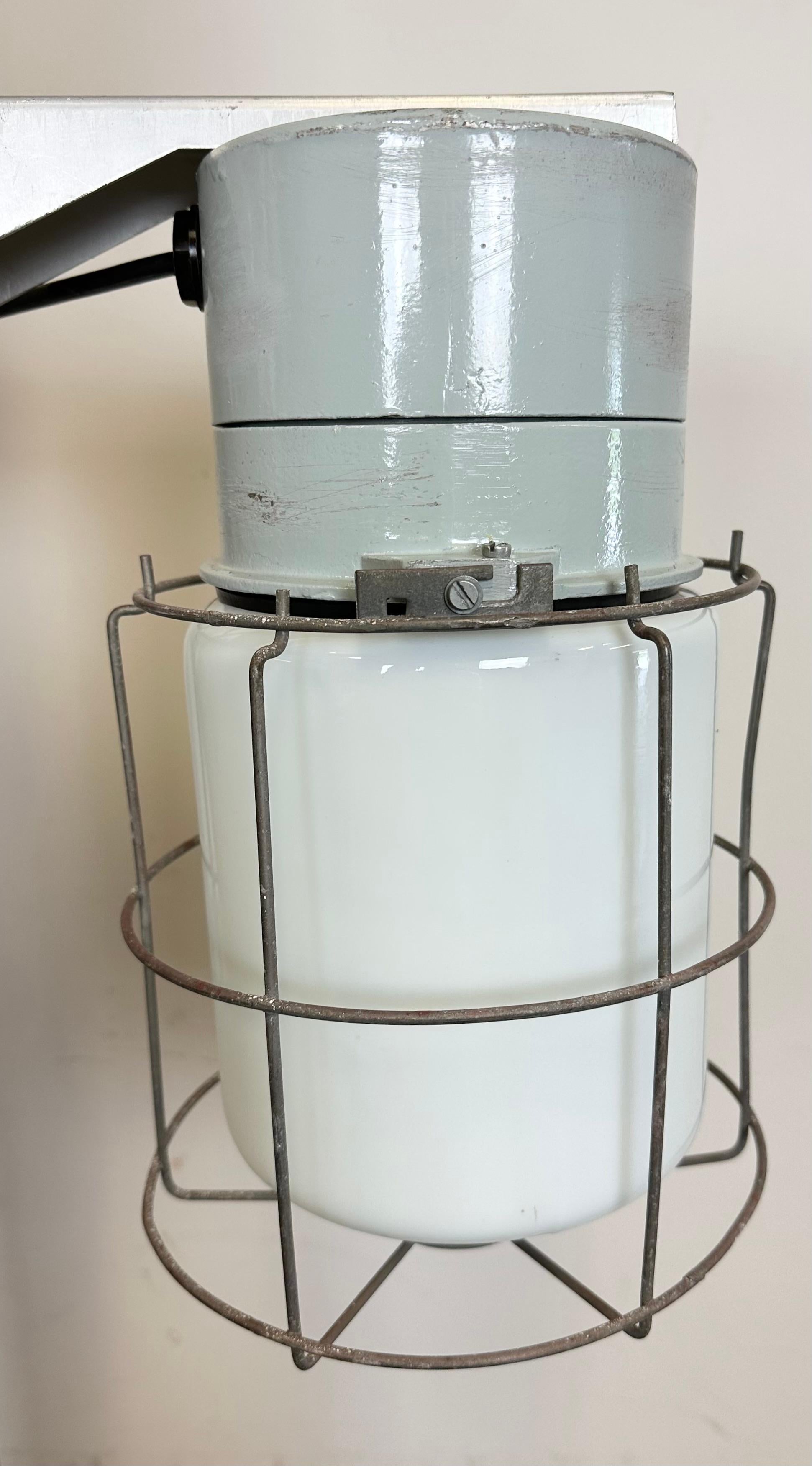Industrial Aluminium Cage Wall Light with Milk Glass from Elektrosvit, 1970s For Sale 7