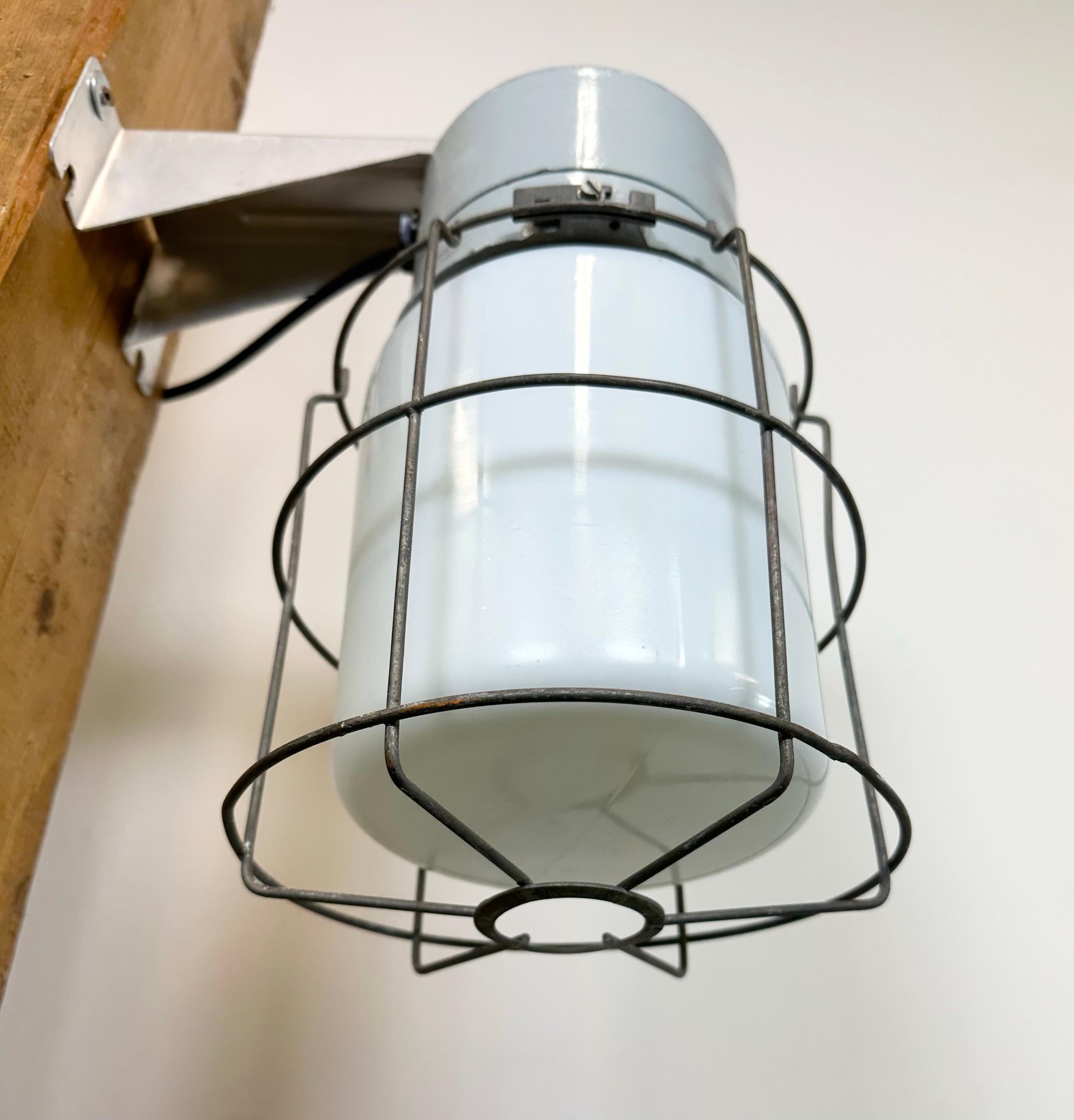 Industrial Aluminium Cage Wall Light with Milk Glass from Elektrosvit, 1970s For Sale 8