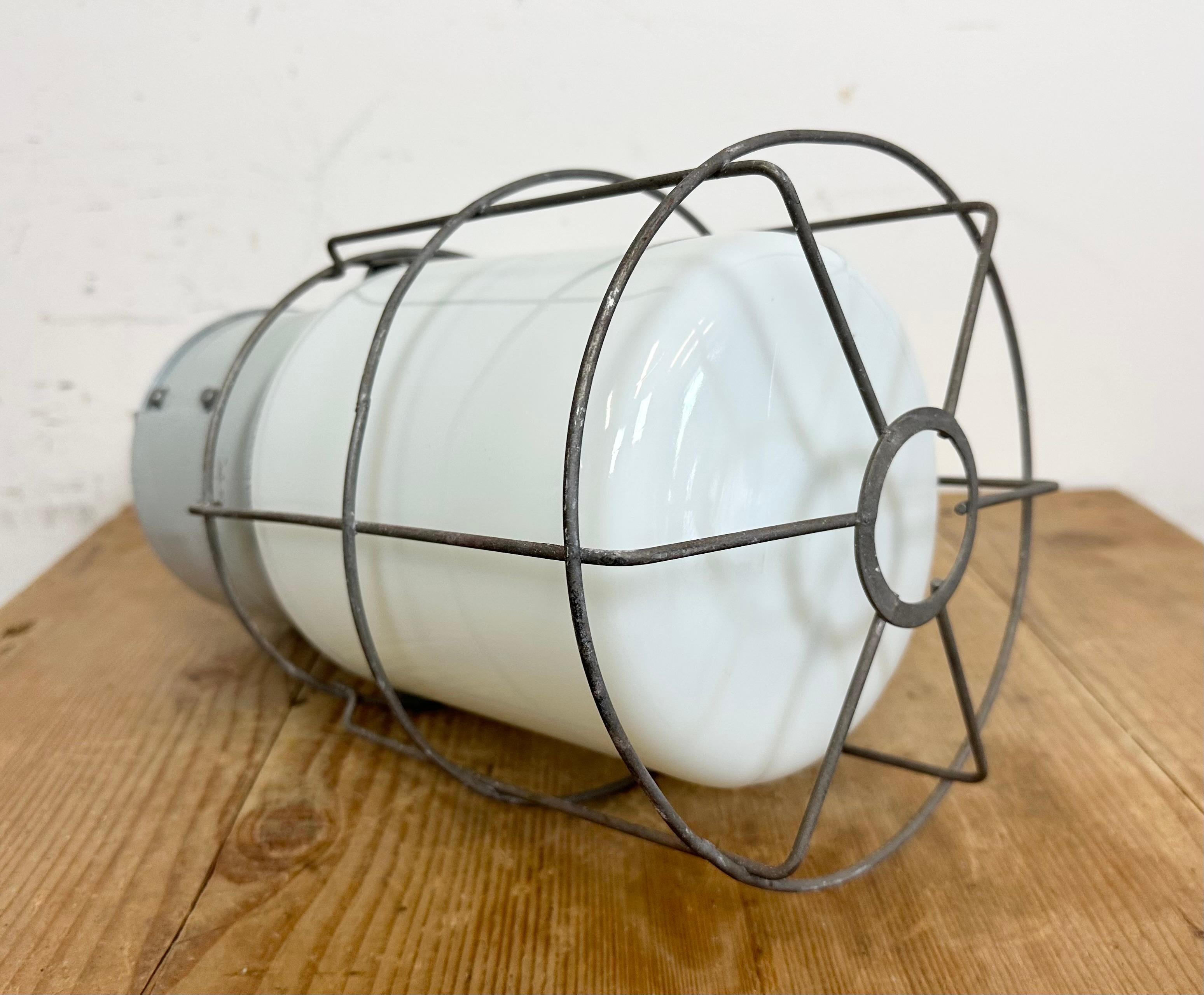 Industrial Aluminium Cage Wall Light with Milk Glass from Elektrosvit, 1970s For Sale 11