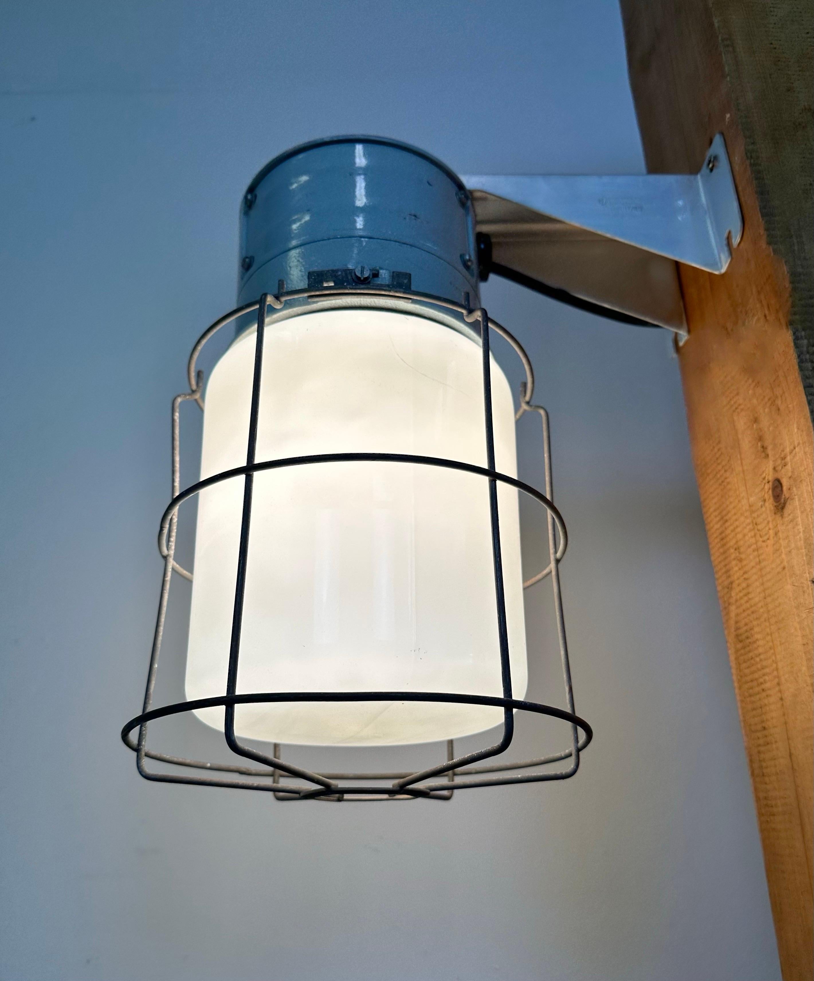 Industrial Aluminium Cage Wall Light with Milk Glass from Elektrosvit, 1970s For Sale 3