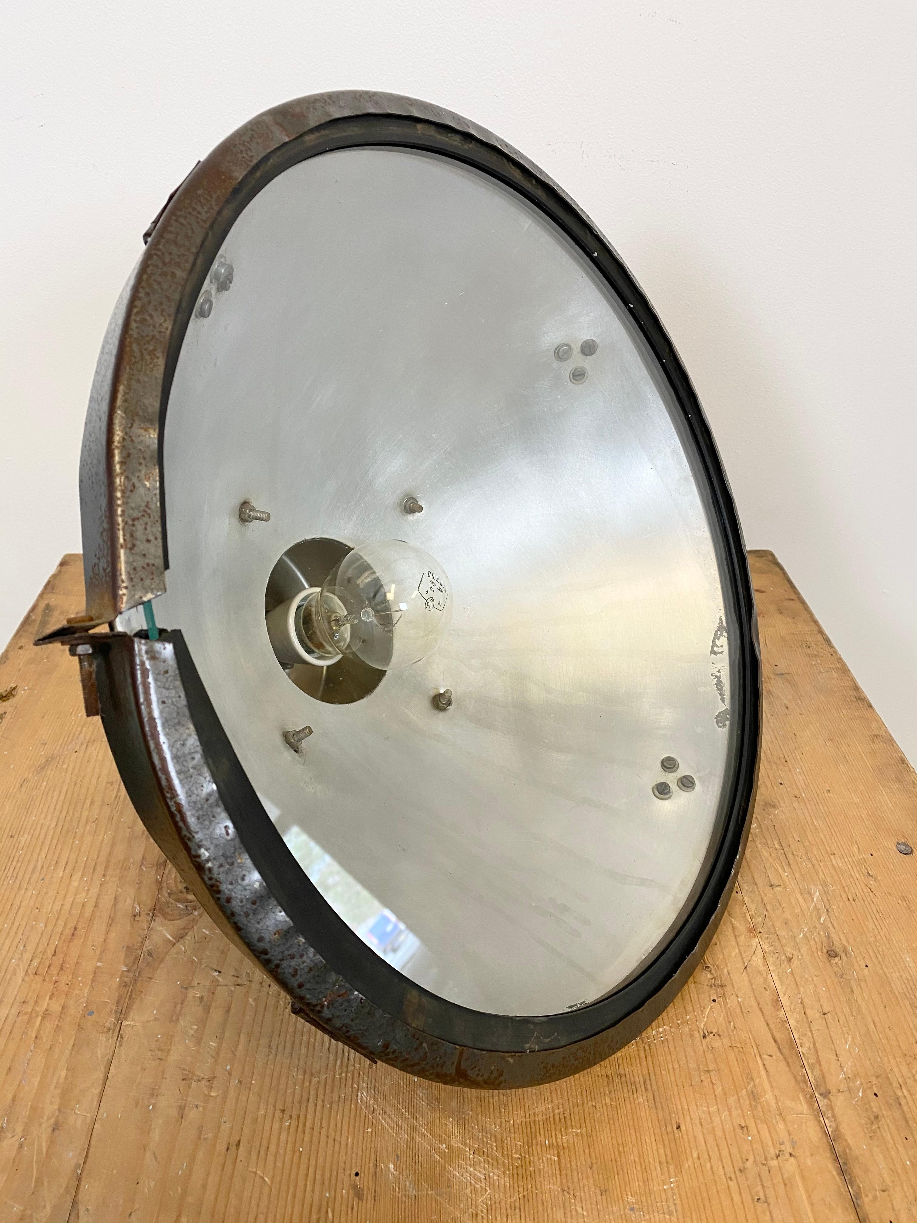 Industrial Aluminum Factory Lamp with Glass Cover, 1960s For Sale 6