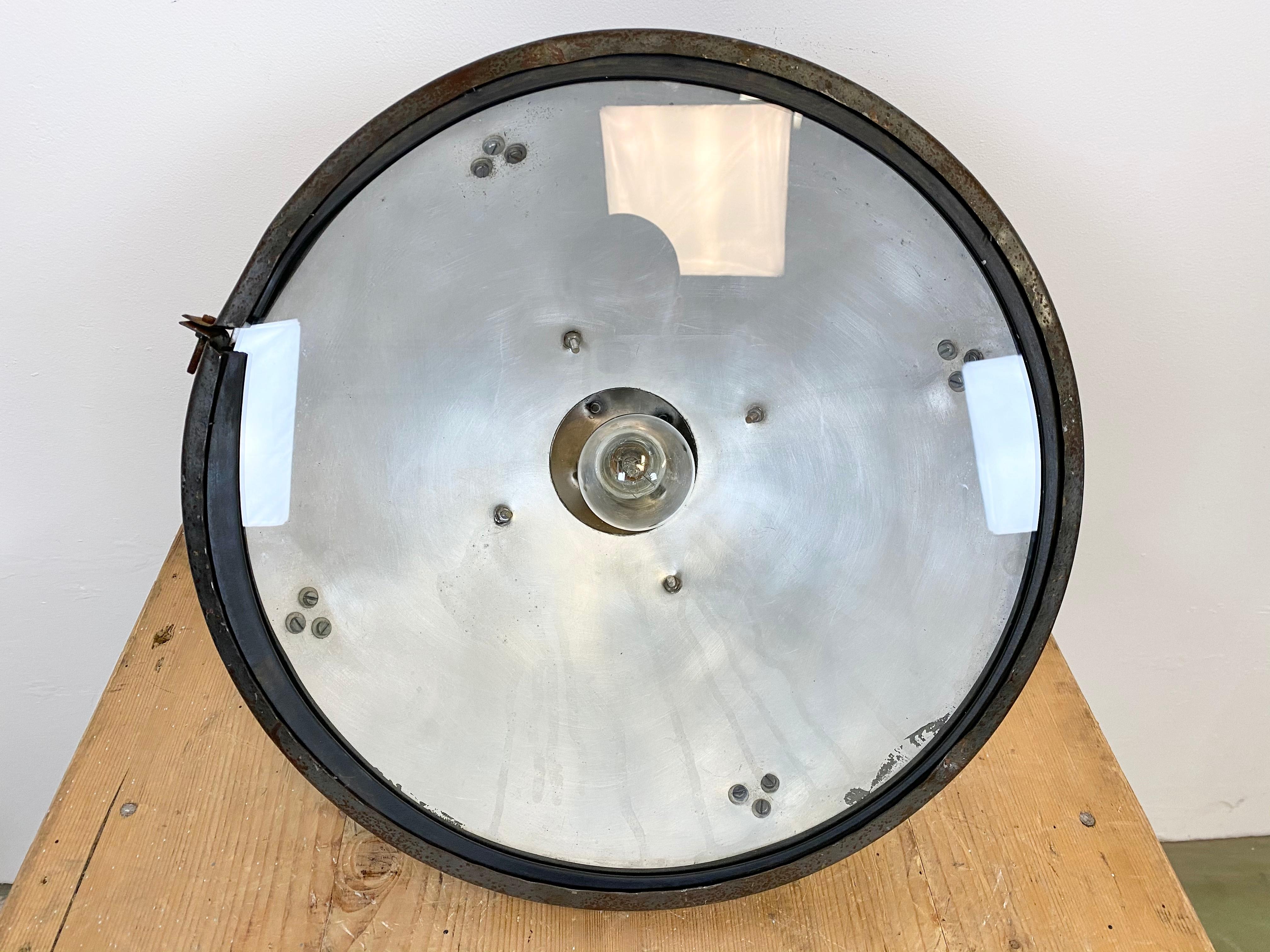 Industrial Aluminum Factory Lamp with Glass Cover, 1960s For Sale 7