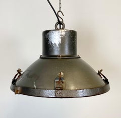 Industrielle Aluminium-Fabrik-Lampe aus Aluminium mit Glasabdeckung, 1960er Jahre