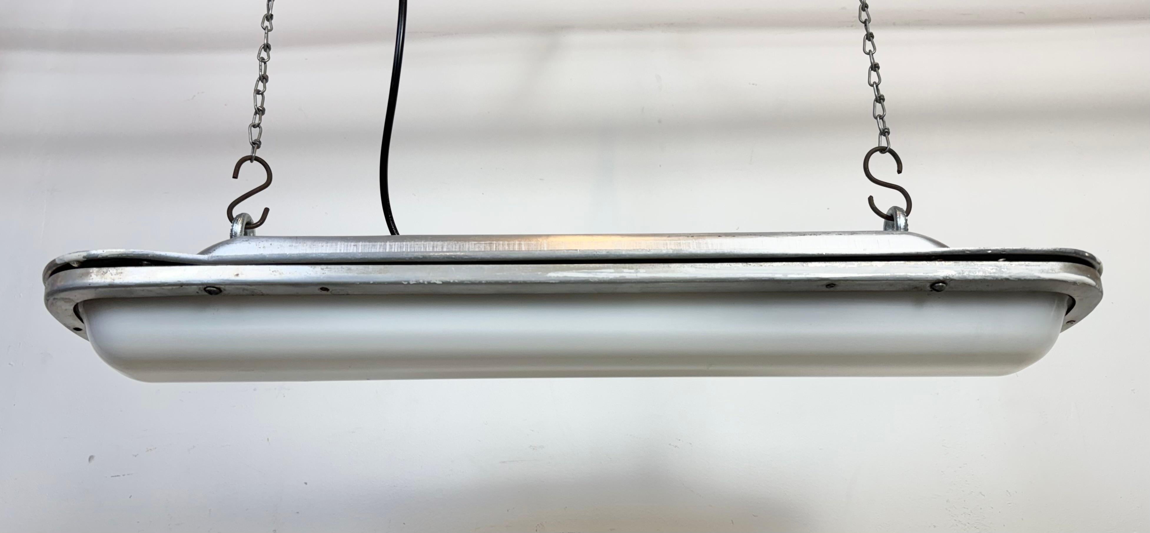 Industrial Aluminium Hanging Tube Light, 1970s In Good Condition In Kojetice, CZ
