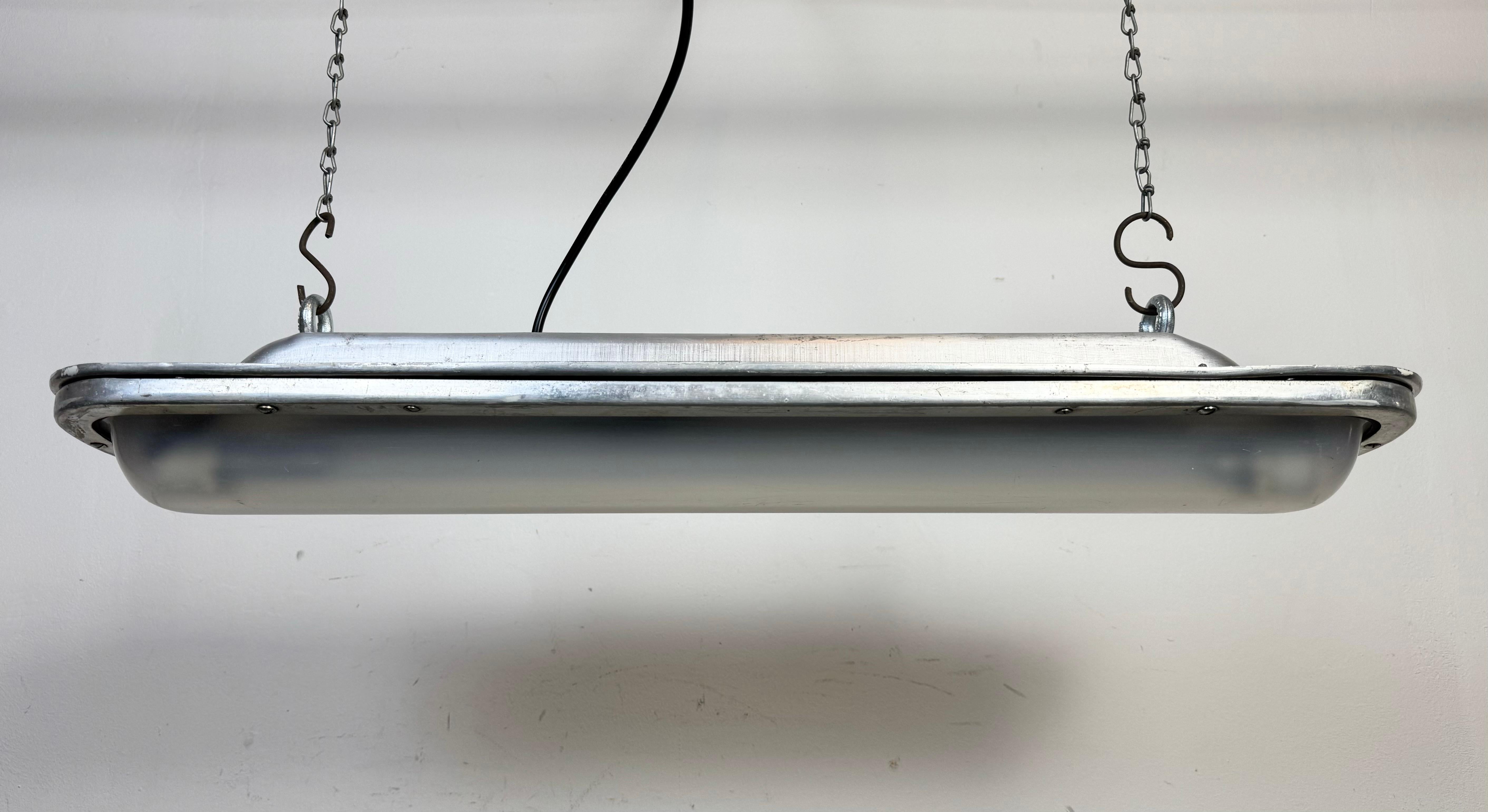 Industrial Aluminium Hanging Tube Light, 1970s In Good Condition In Kojetice, CZ