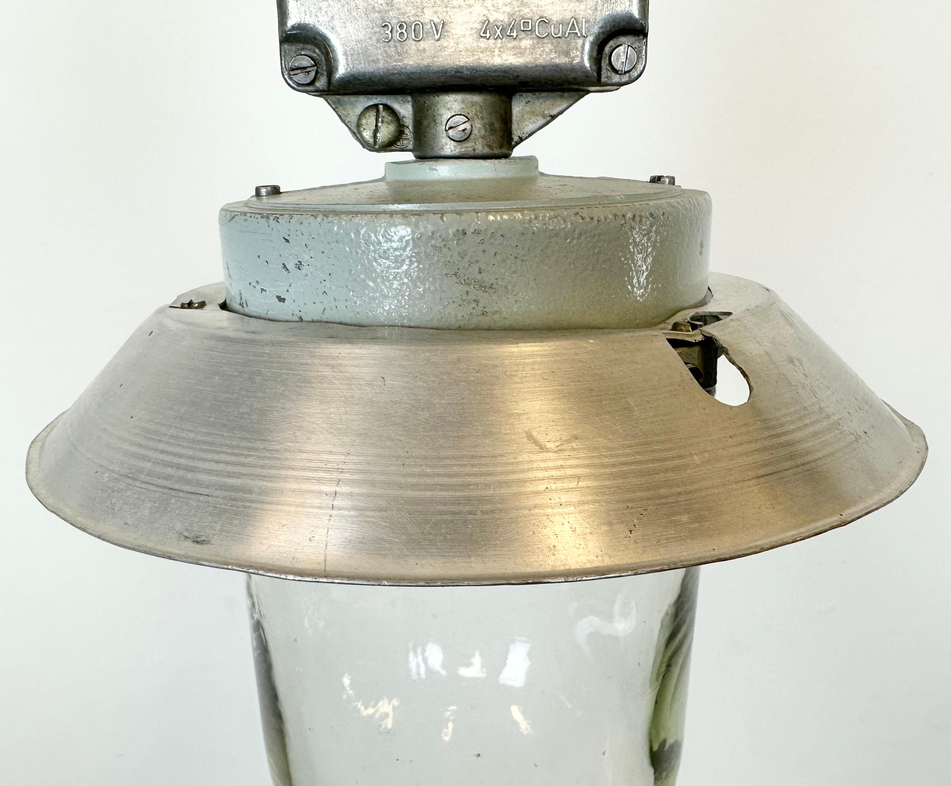 Late 20th Century Industrial Aluminium Light with Clear Glass Cover from Elektrosvit, 1970s For Sale