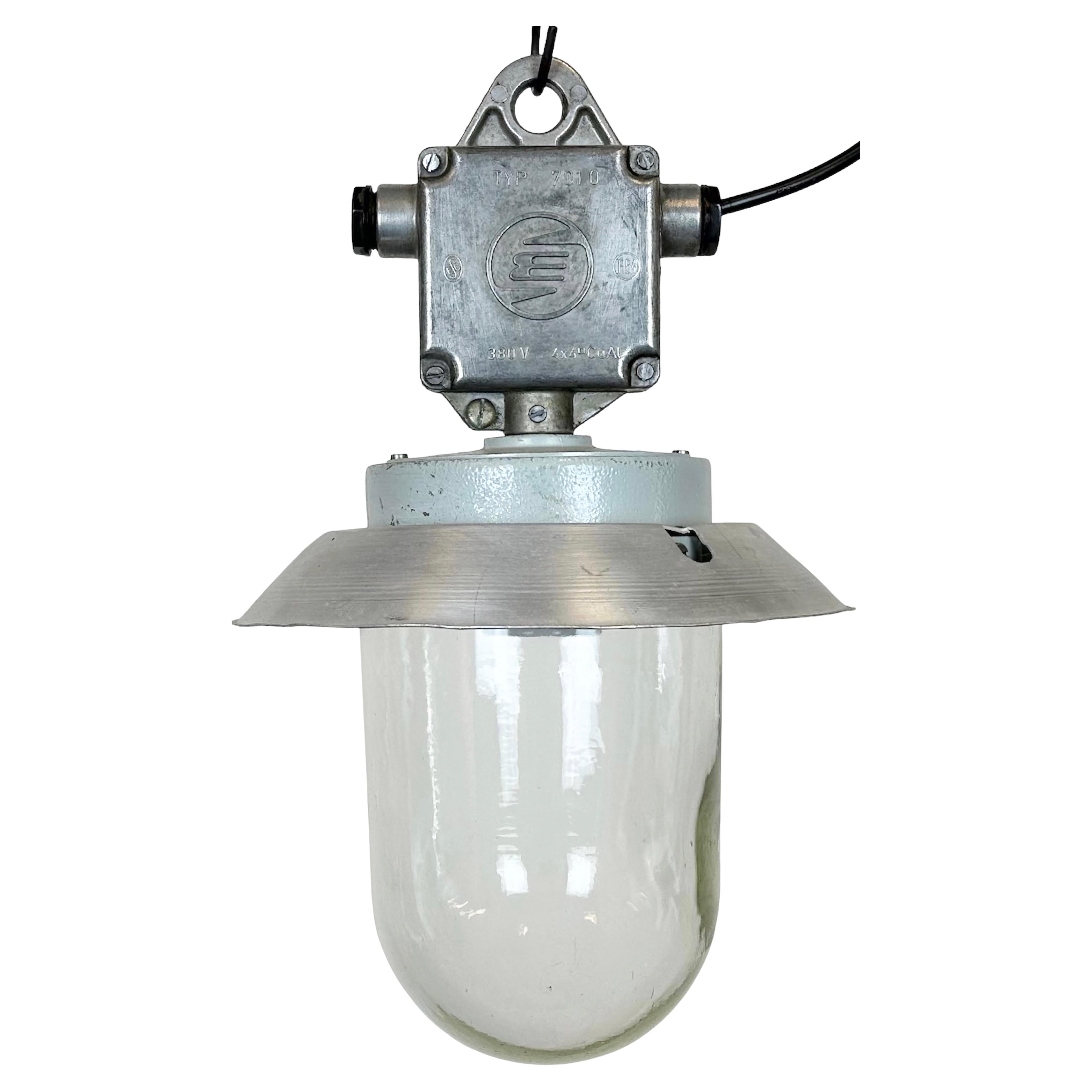 Industrial Aluminium Light with Clear Glass Cover from Elektrosvit, 1970s For Sale