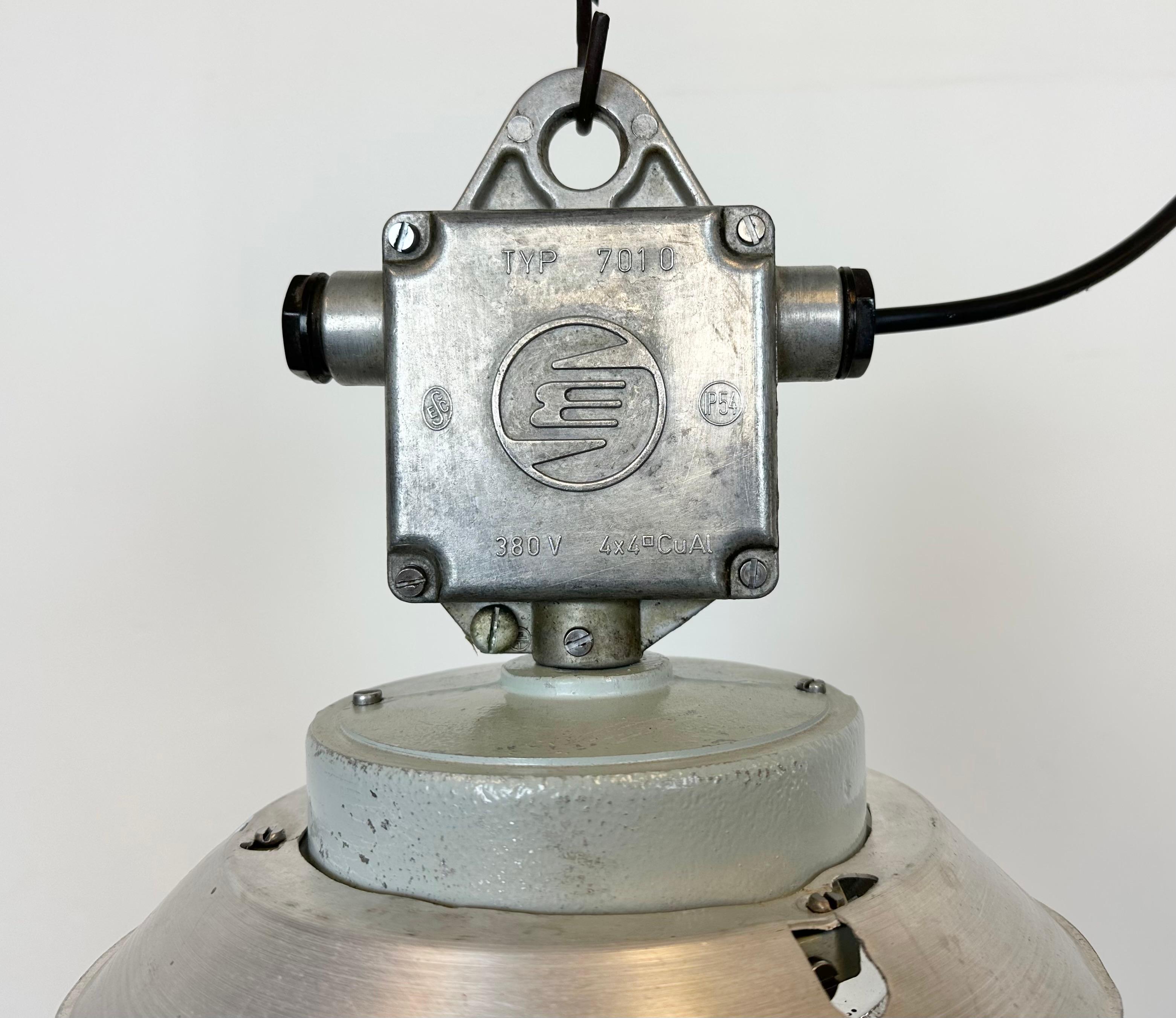 Cast Industrial Aluminium Light with Glass Cover from Elektrosvit, 1970s For Sale