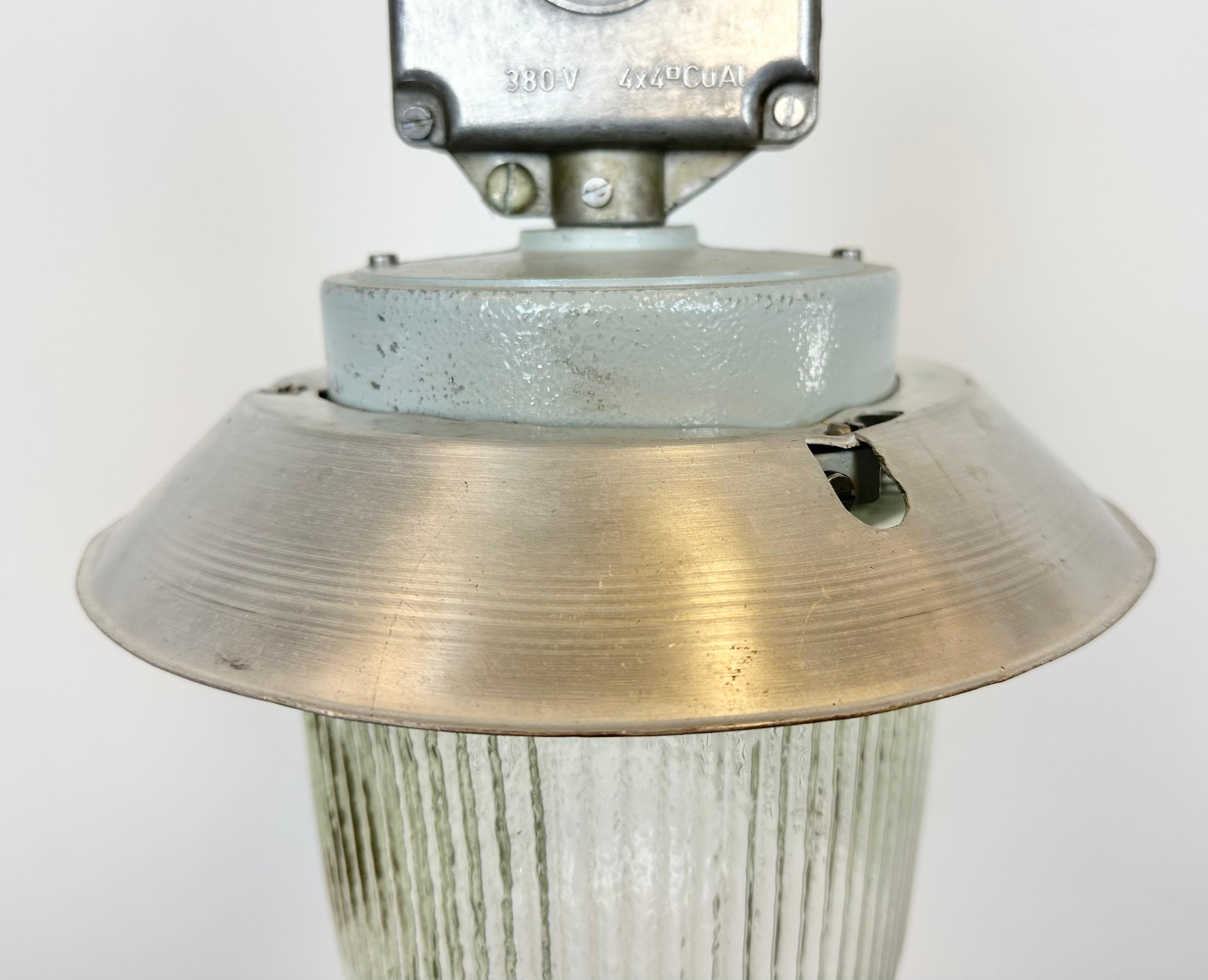 Late 20th Century Industrial Aluminium Light with Glass Cover from Elektrosvit, 1970s For Sale