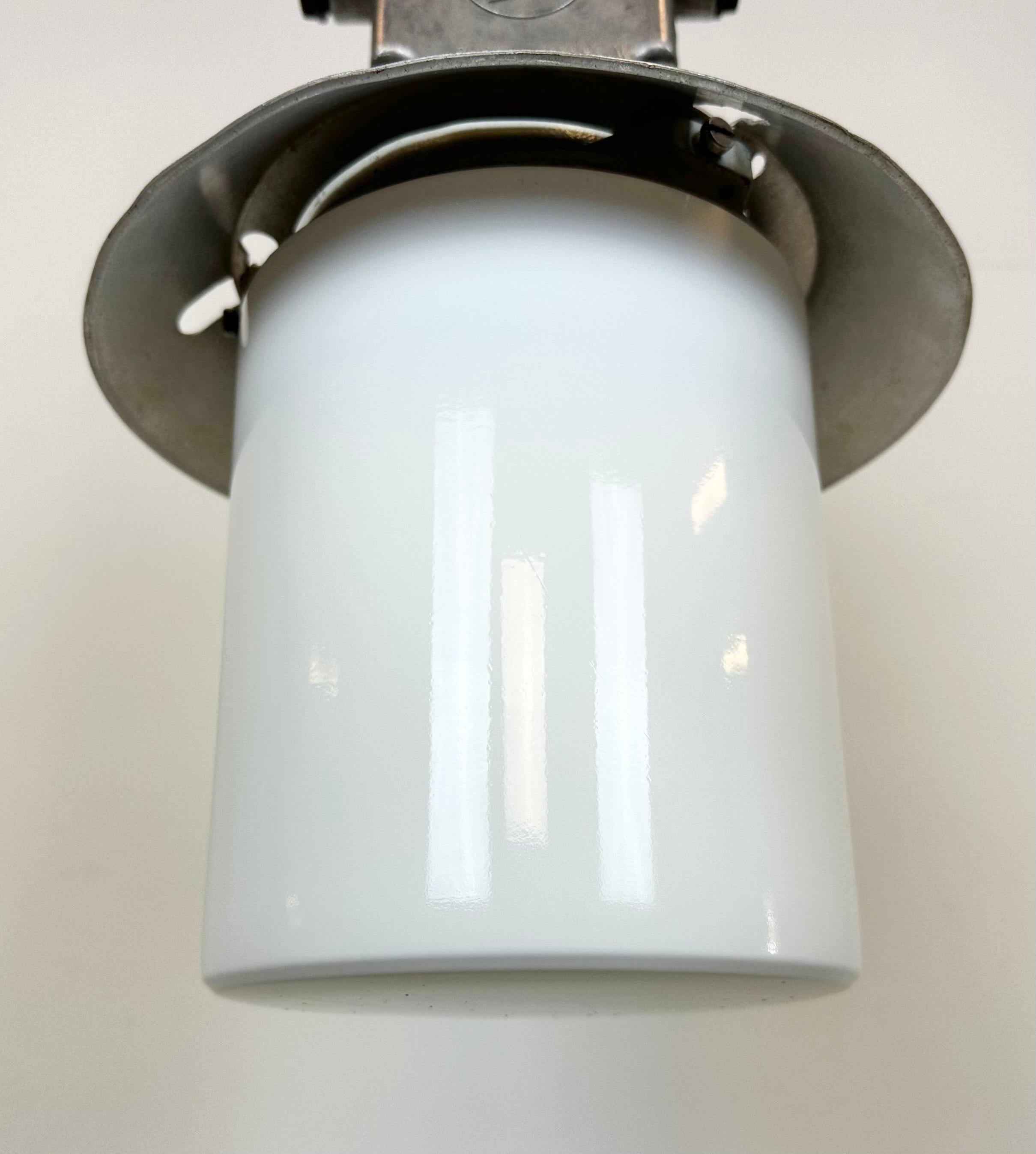 Late 20th Century Industrial Aluminium Light with Milk Glass Cover from Elektrosvit, 1970s For Sale
