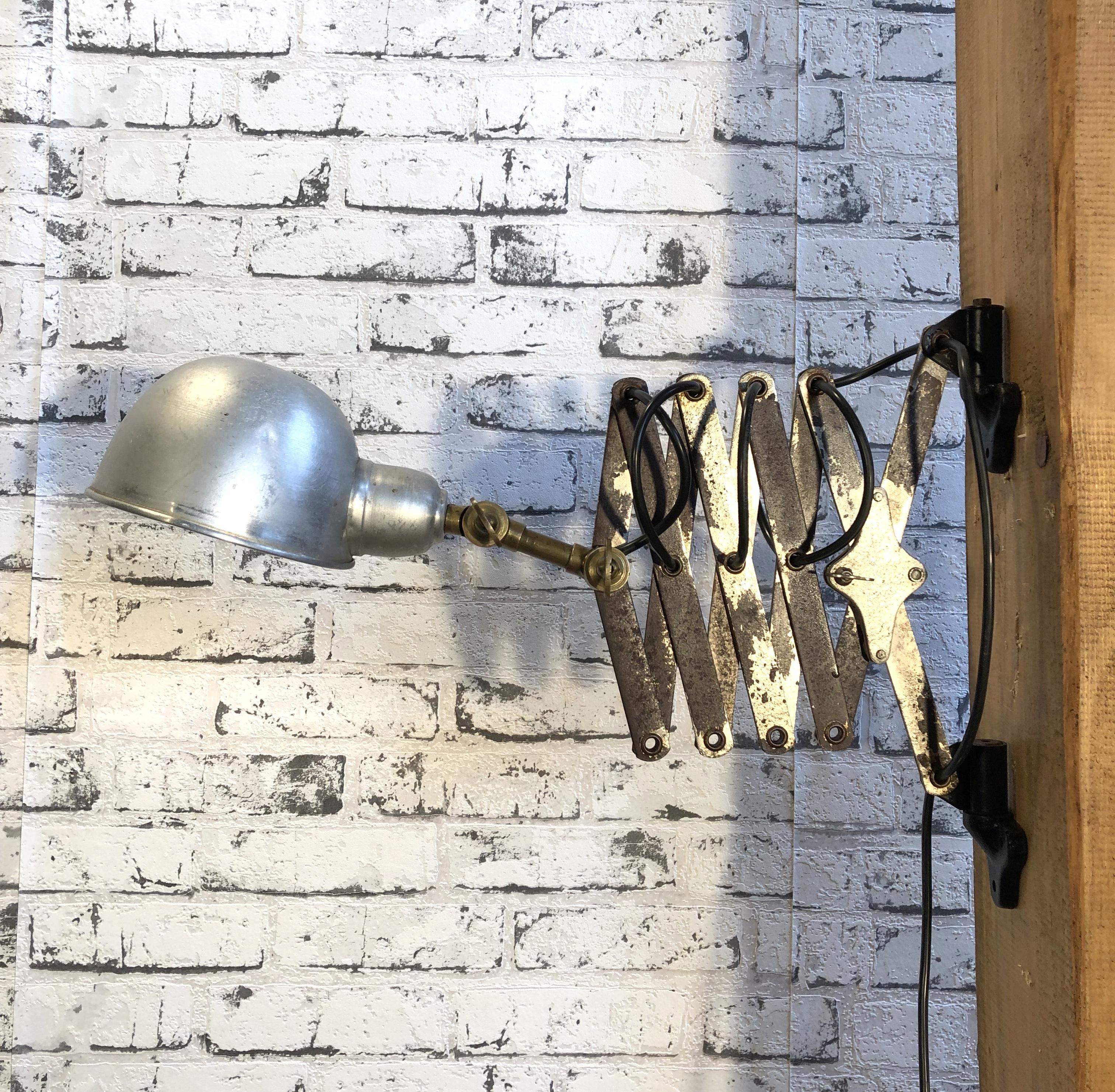 Industrial Aluminium Scissor Wall Lamp, 1950s 5