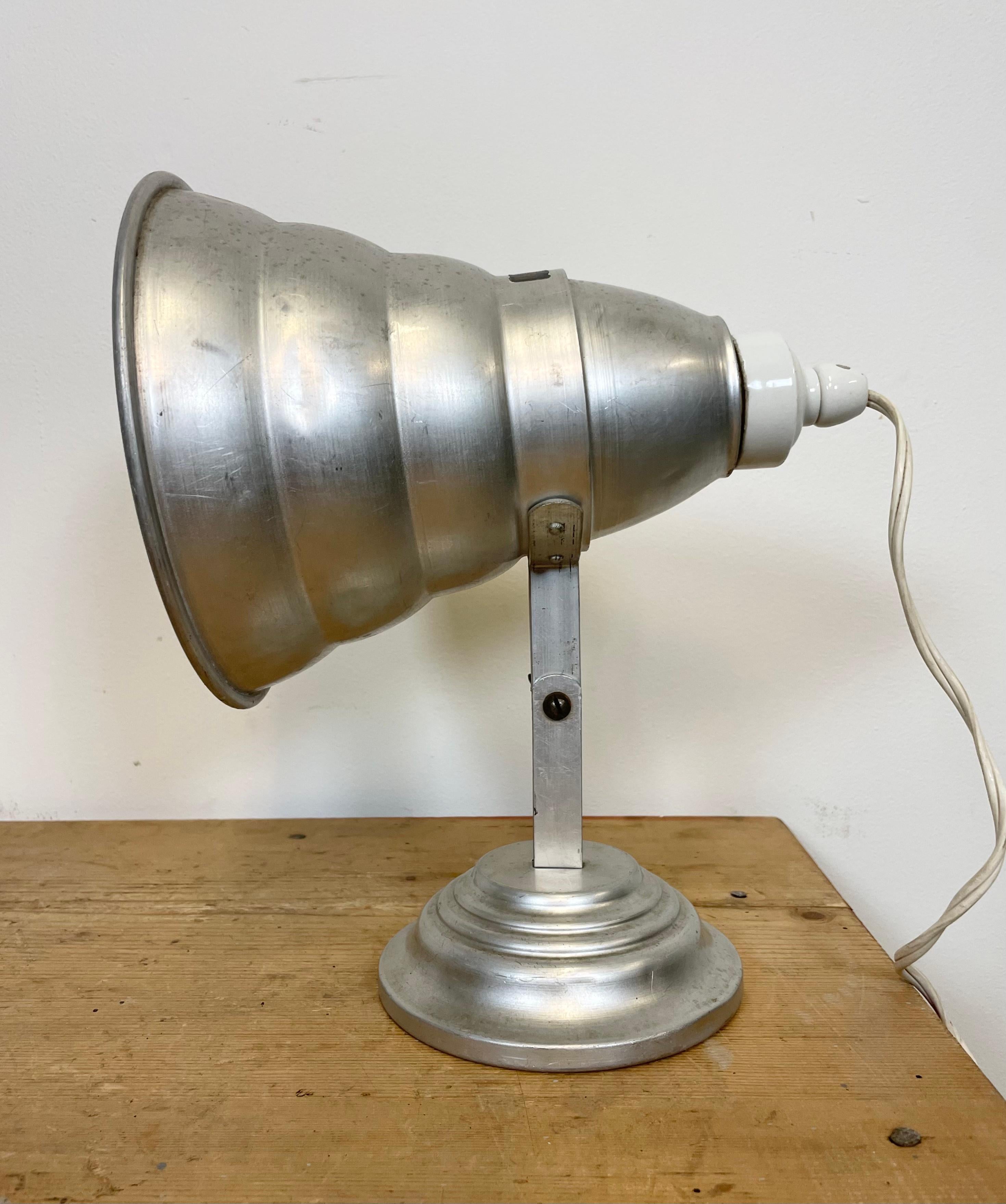 Industrial Aluminium Table Lamp, 1960s In Good Condition In Kojetice, CZ