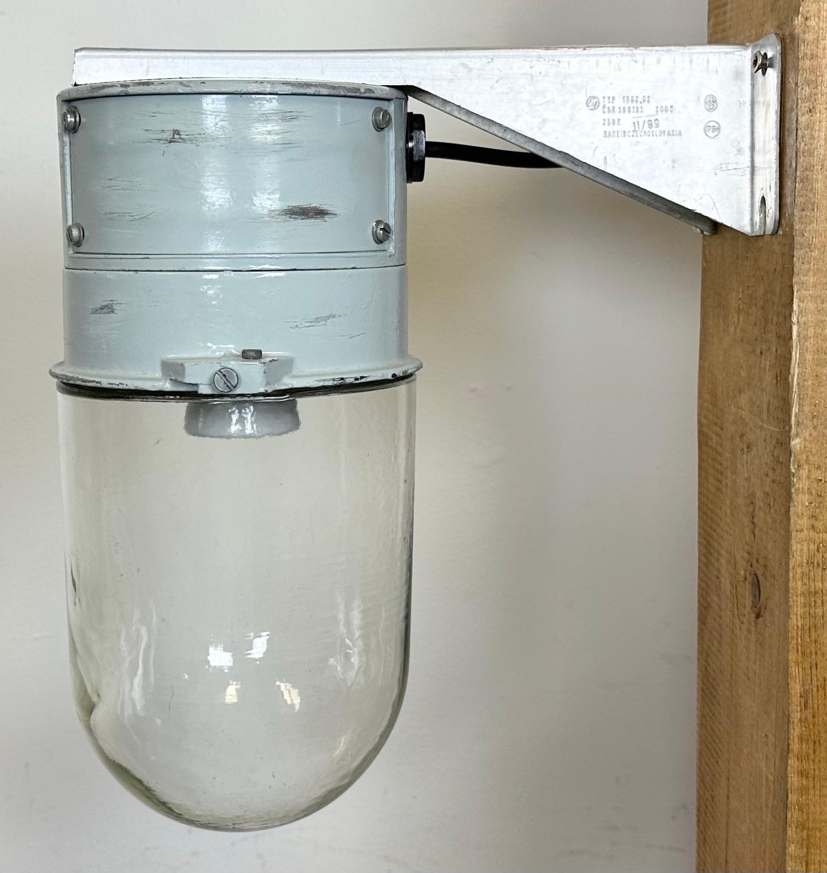 Czech Industrial Aluminium Wall Light with Clear Glass from Elektrosvit, 1970s For Sale