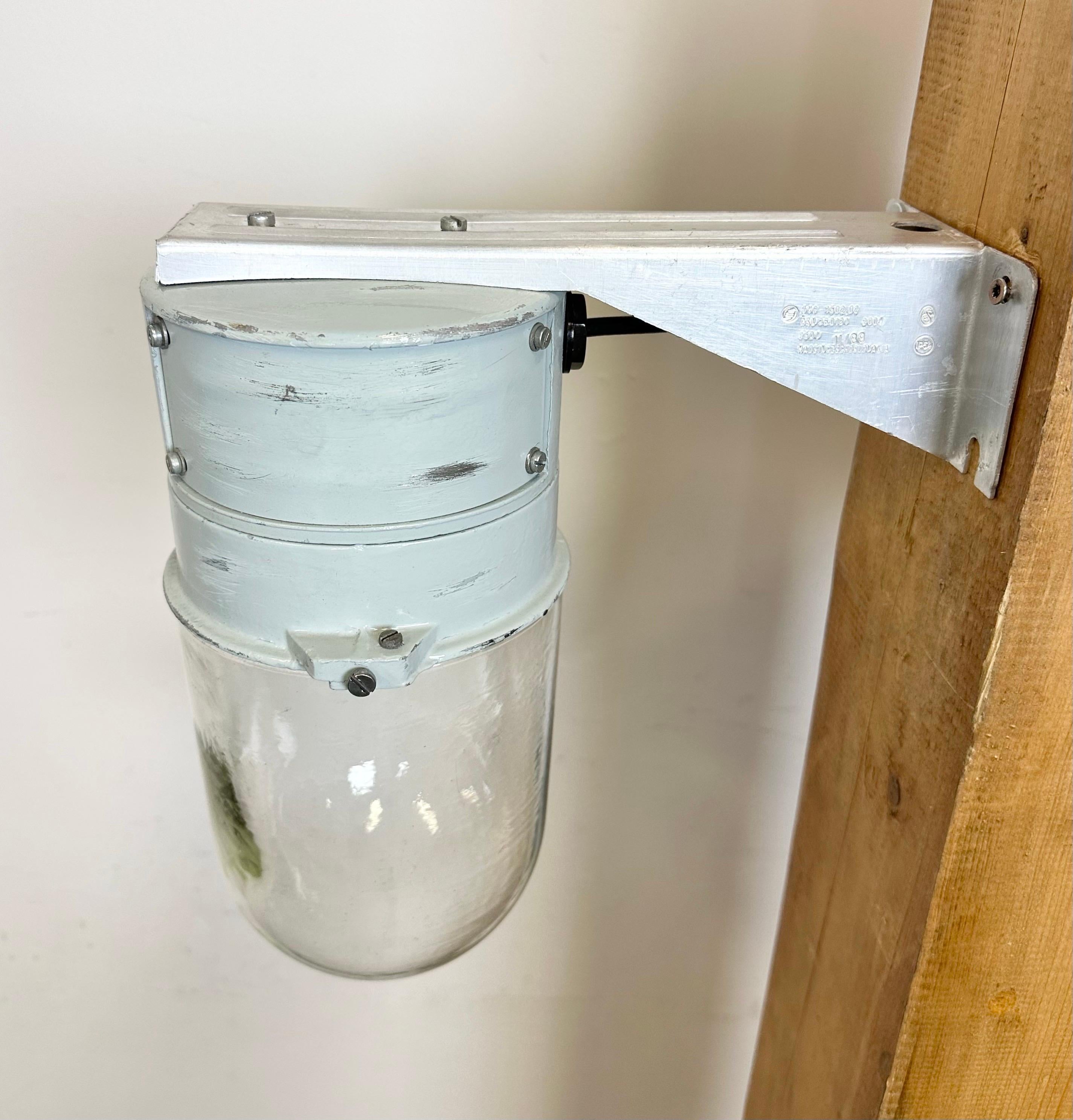 Late 20th Century Industrial Aluminium Wall Light with Clear Glass from Elektrosvit, 1970s For Sale