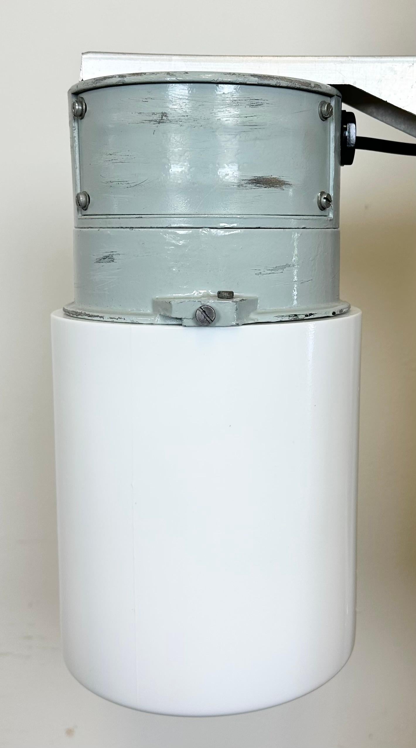 Industrial Aluminium Wall Light with Milk Glass from Elektrosvit, 1970s In Good Condition For Sale In Kojetice, CZ