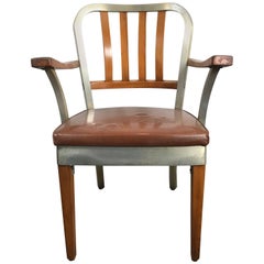 Industrial Aluminium, Wood and Leather Armchair by Shaw Walker