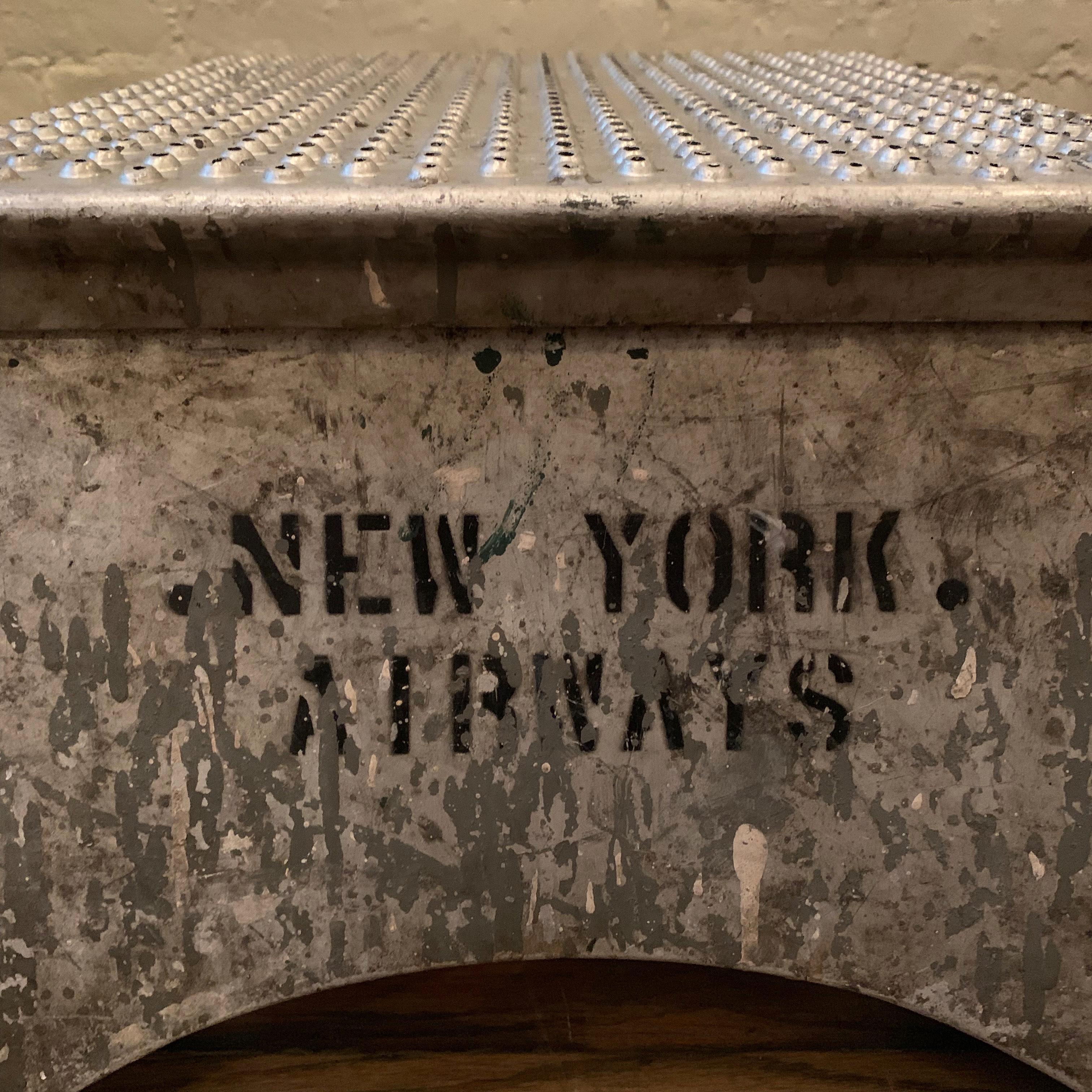 Industrial Aluminum Airplane Step Stool, New York Airways In Good Condition For Sale In Brooklyn, NY