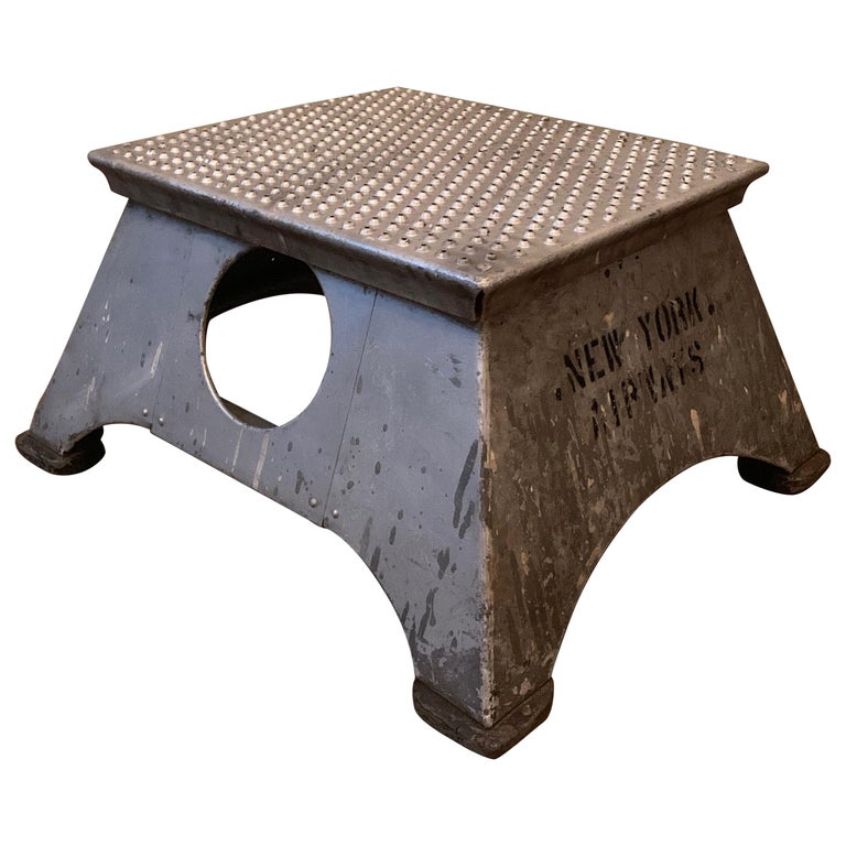 Industrial Aluminum Airplane Step Stool, New York Airways For Sale at  1stDibs | steel step stool, metal foot stool, metal step stool