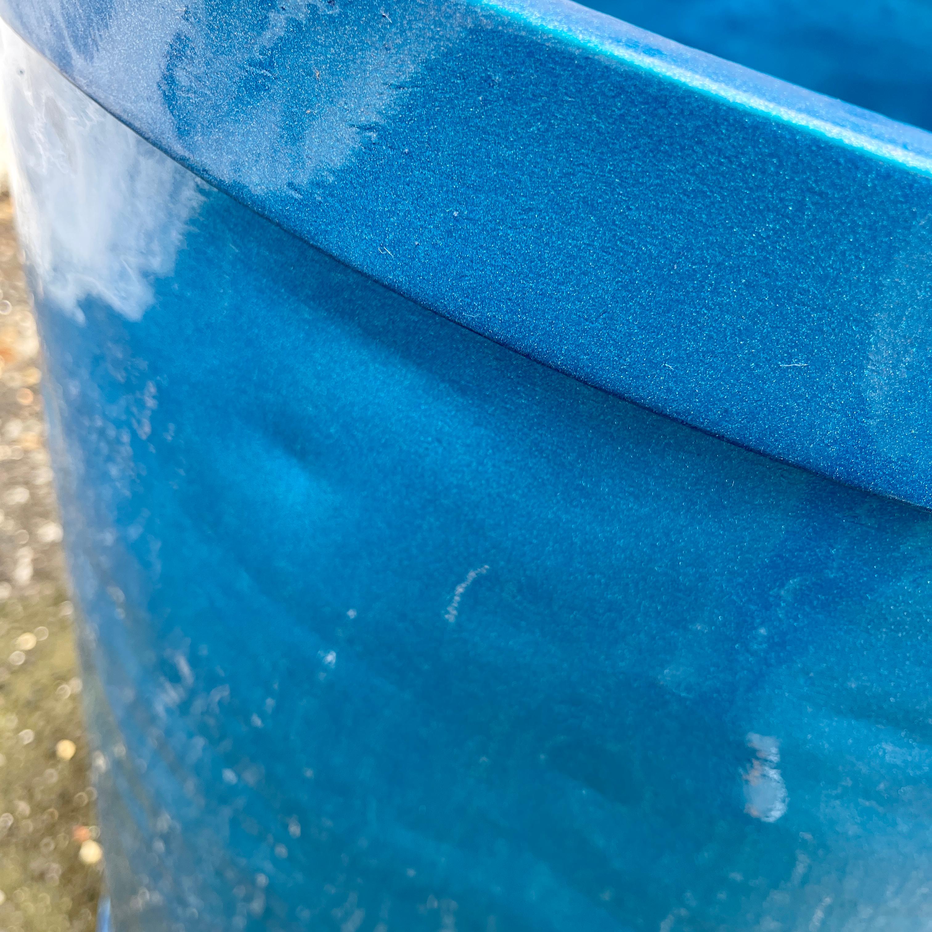 Industrial Aluminum Barrel Umbrella Stand, Powder Coated in Bright Blue For Sale 5
