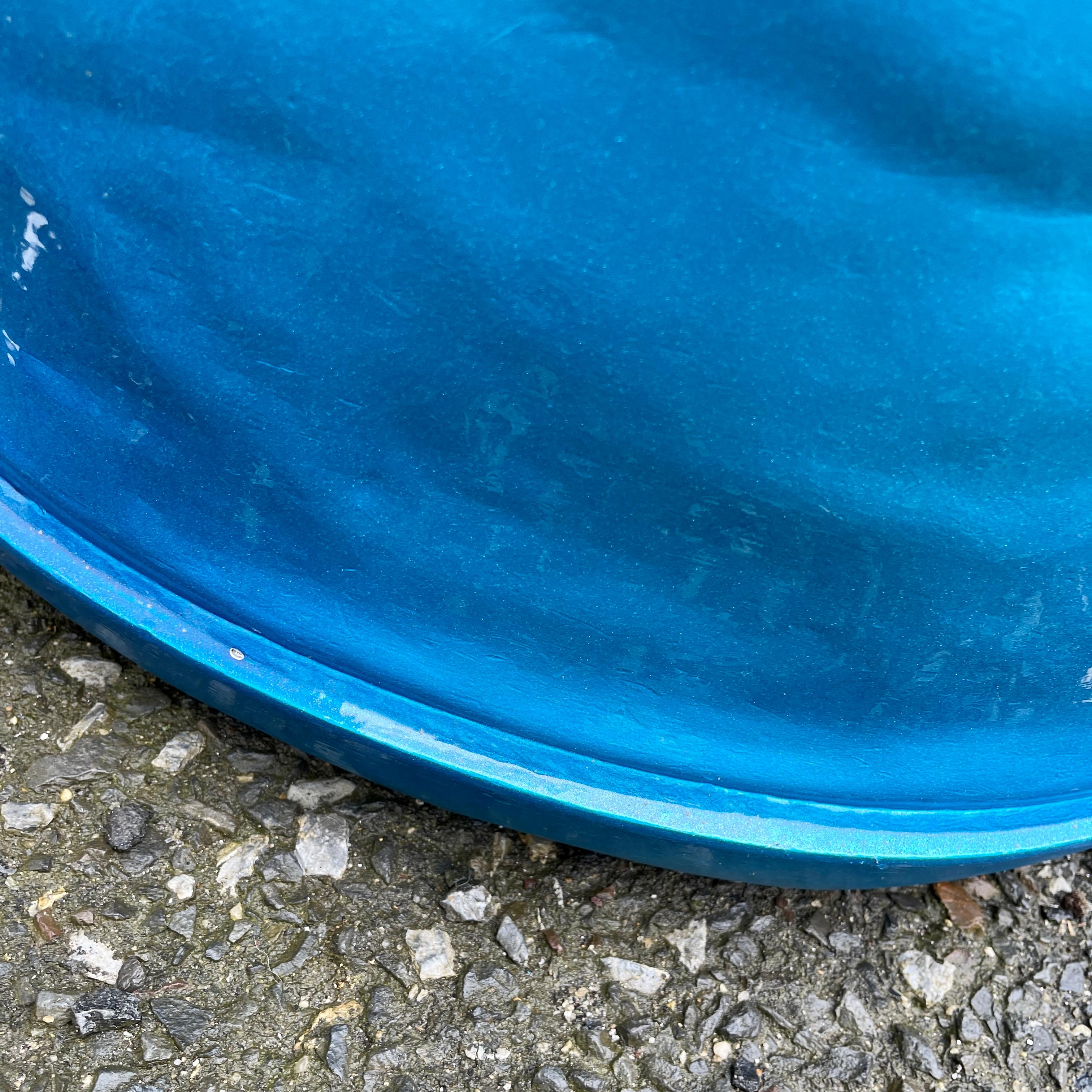 Industrial Aluminum Barrel Umbrella Stand, Powder Coated in Bright Blue For Sale 6