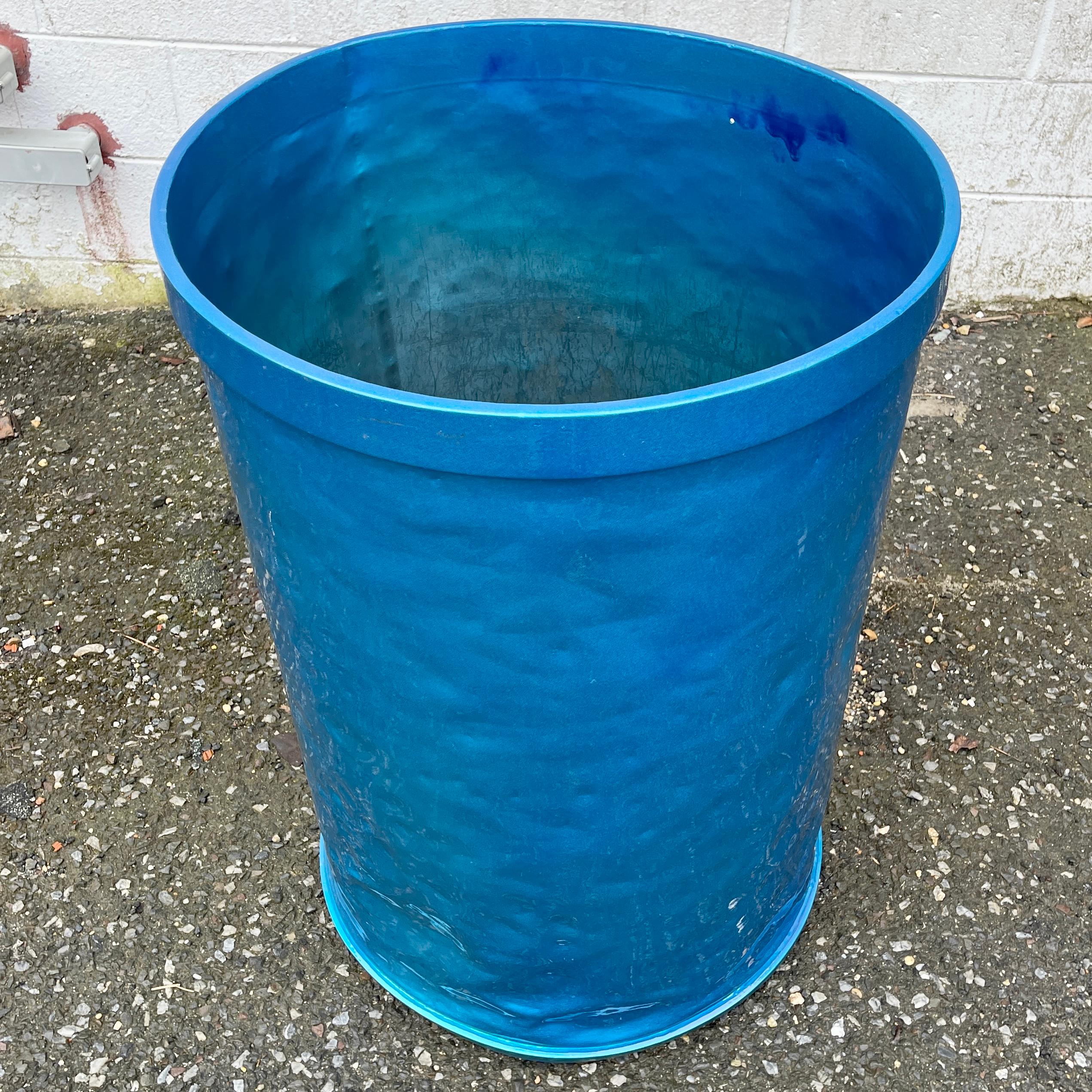 Industrial Aluminum Barrel Umbrella Stand, Powder Coated in Bright Blue For Sale 8