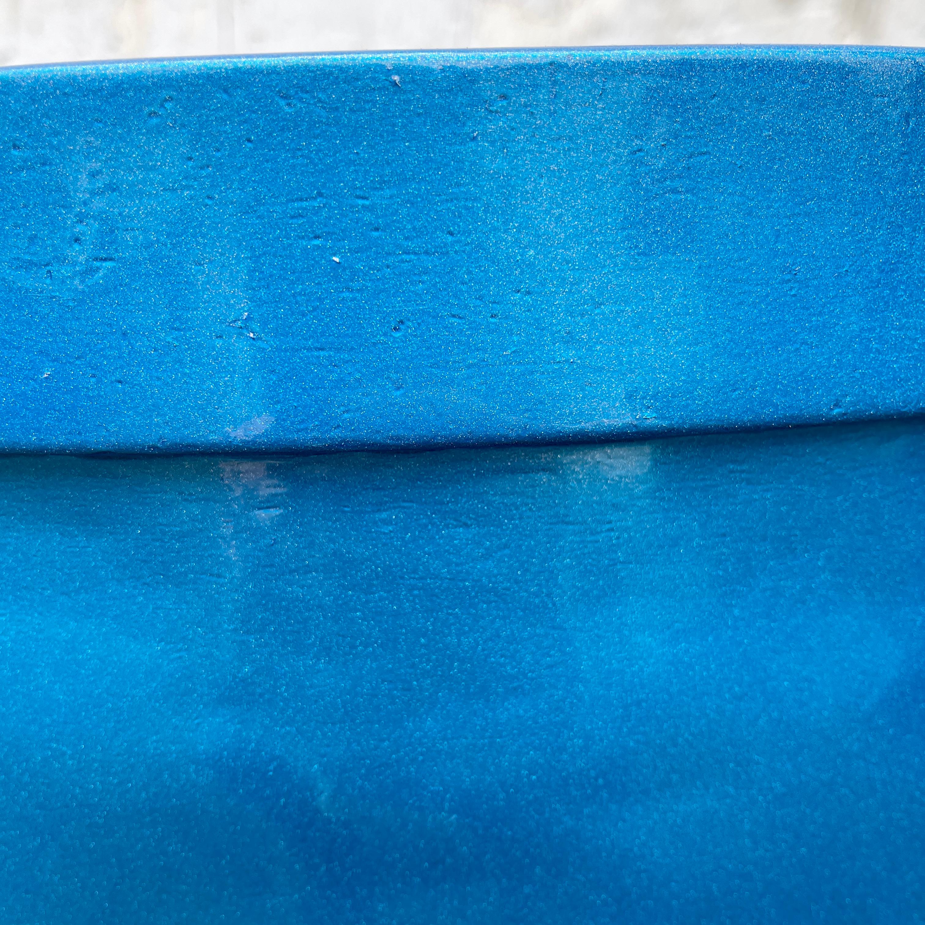 Industrial Aluminum Barrel Umbrella Stand, Powder Coated in Bright Blue For Sale 1