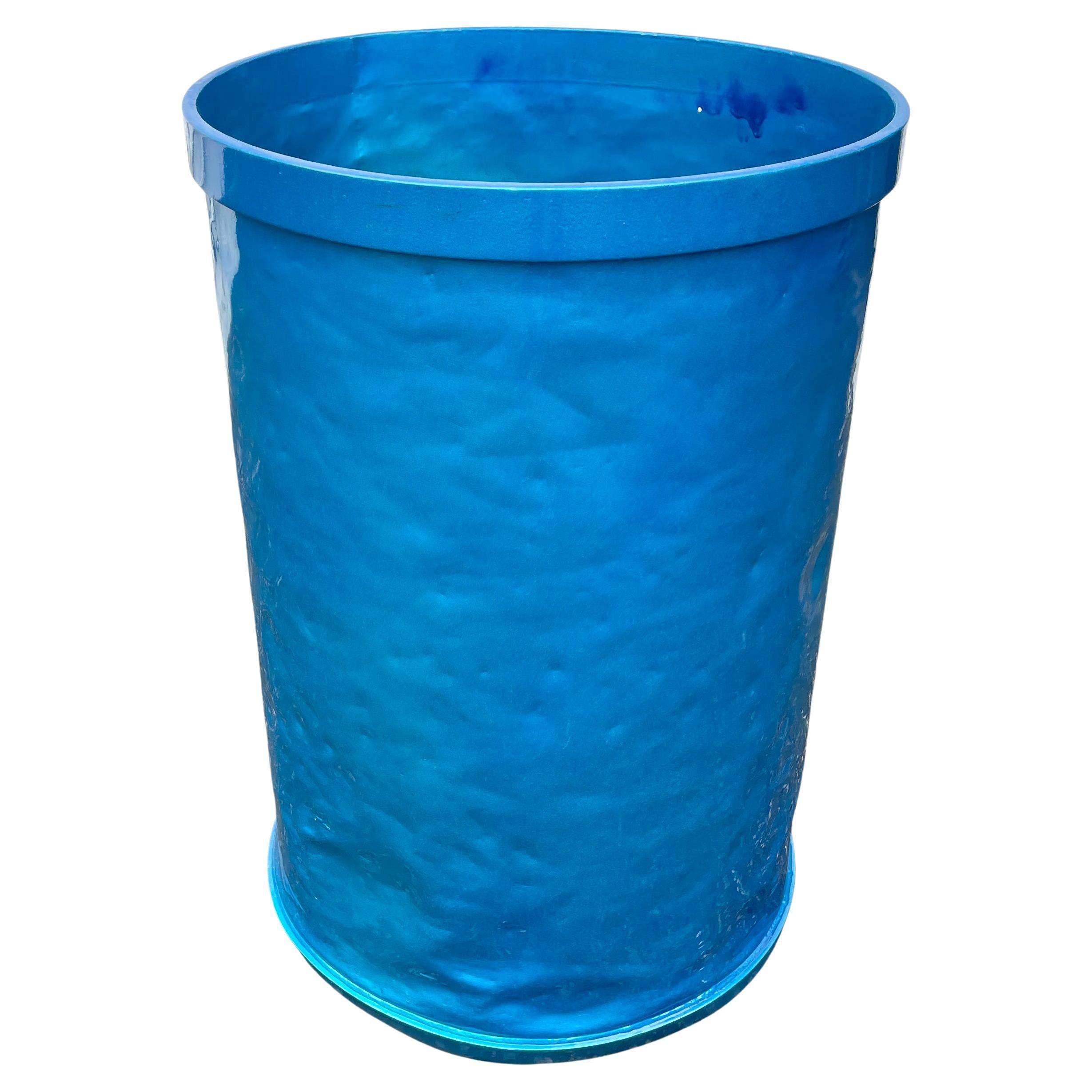 Porte-parapluies industriel en aluminium en forme de tonneau, revêtement en poudre en bleu vif