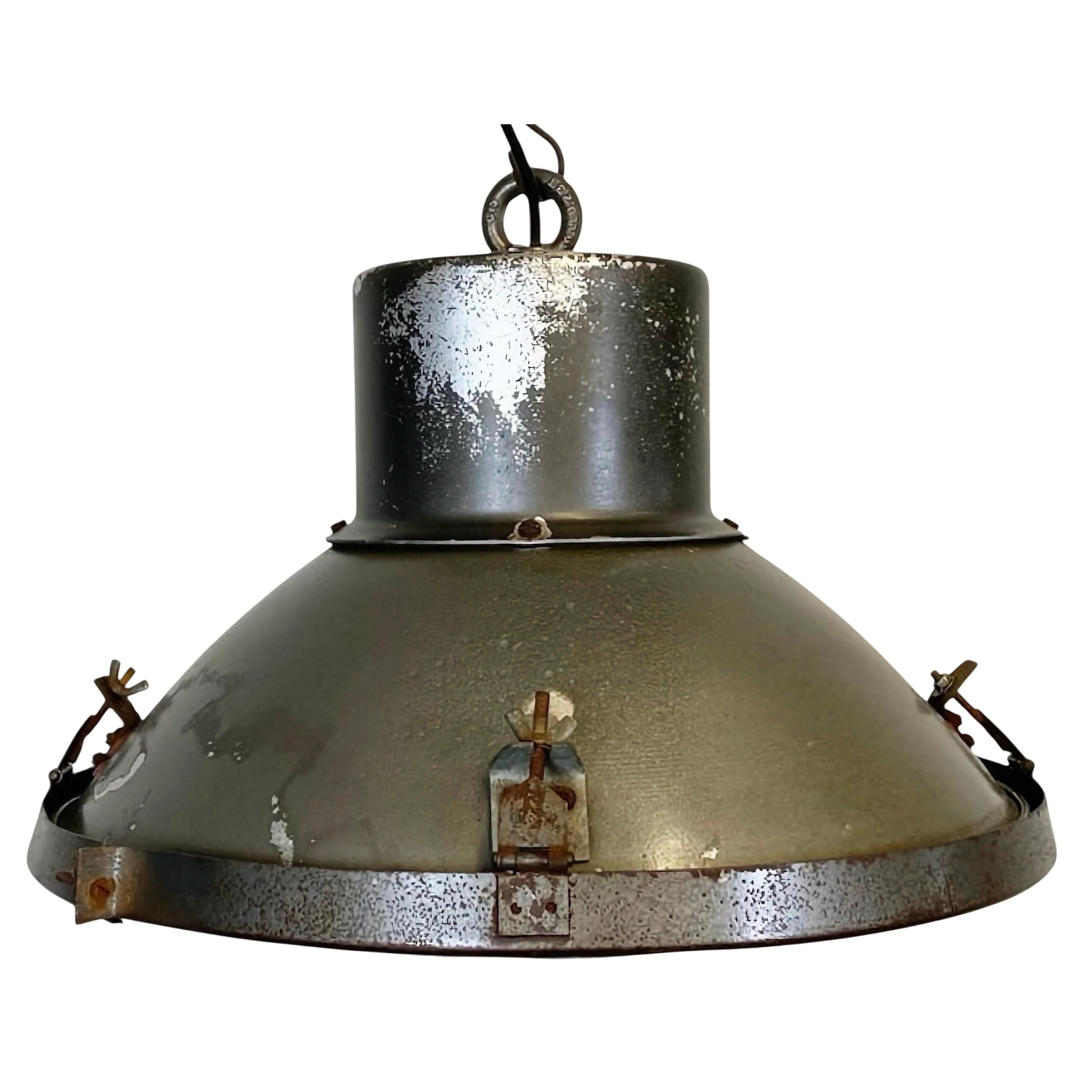Industrial Aluminum Factory Lamp with Glass Cover, 1960s