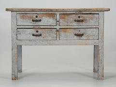 Industrial American Work Table or Kitchen Island Old Paint Unrestored circa 1900