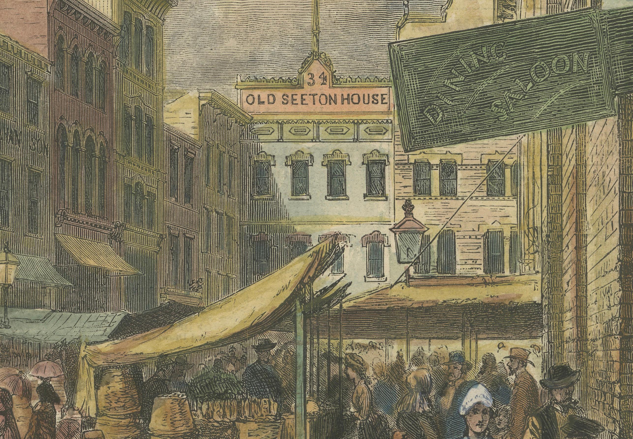 Titre :  *Notre Artistics aux Etats-Unis - VIII. Pittsburg*  
Publié dans *The Graphic*, le 2 décembre 1876.

Cette gravure coloriée à la main a été publiée dans The Graphic le 2 décembre 1876, dans le cadre de la série *Our Artist in the United