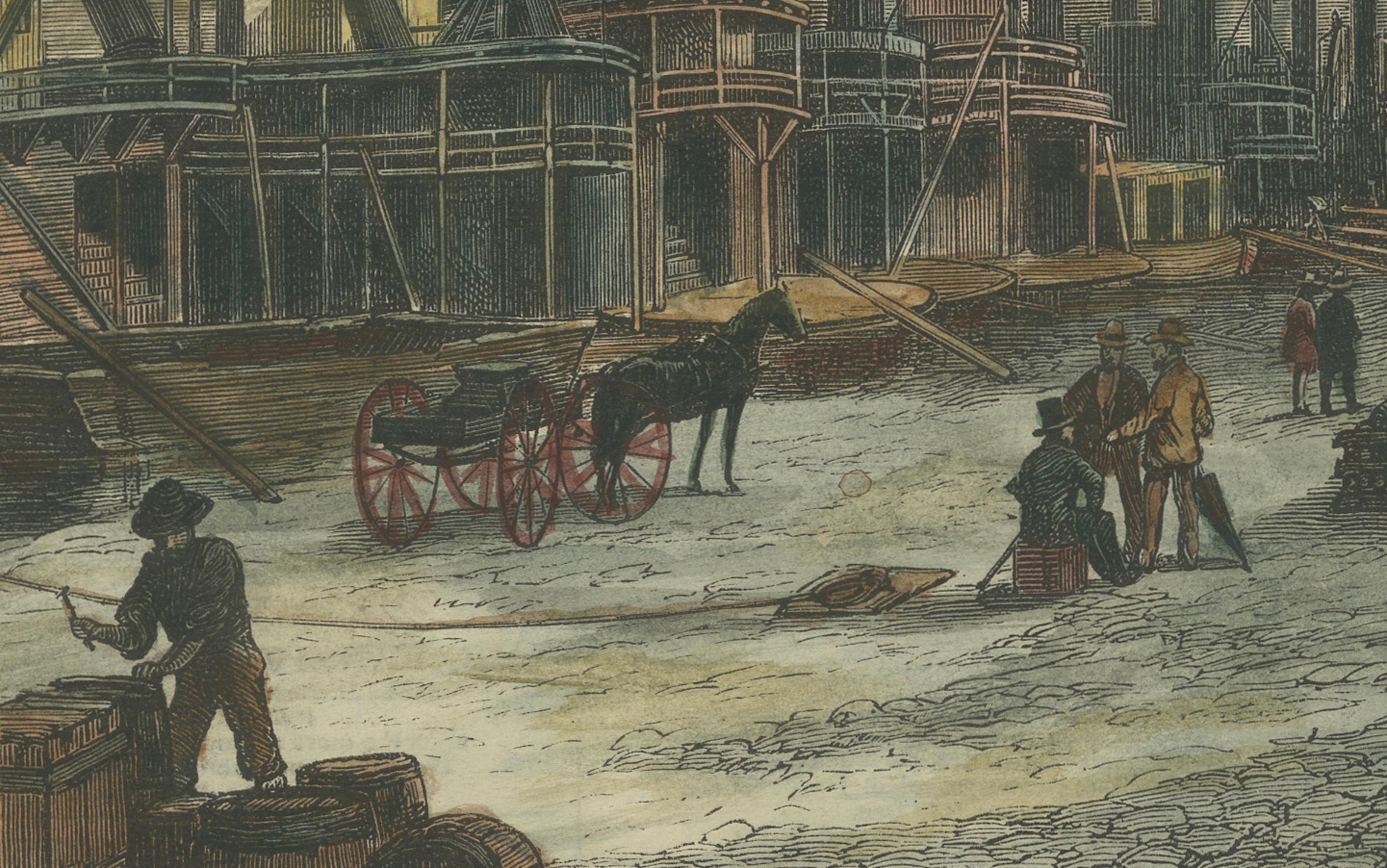 La vie industrielle et quotidienne de Pittsburg - Publié dans The Graphic, 1876. Bon état - En vente à Langweer, NL