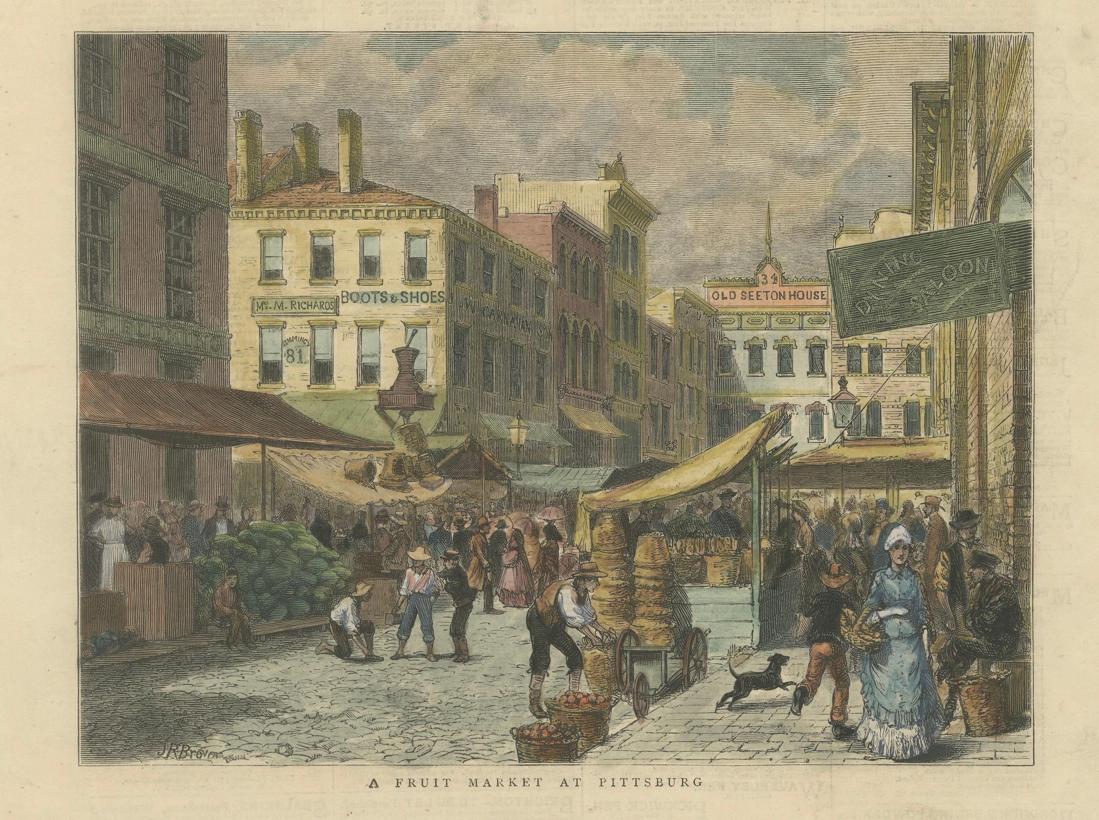 Fin du XIXe siècle La vie industrielle et quotidienne de Pittsburg - Publié dans The Graphic, 1876. en vente