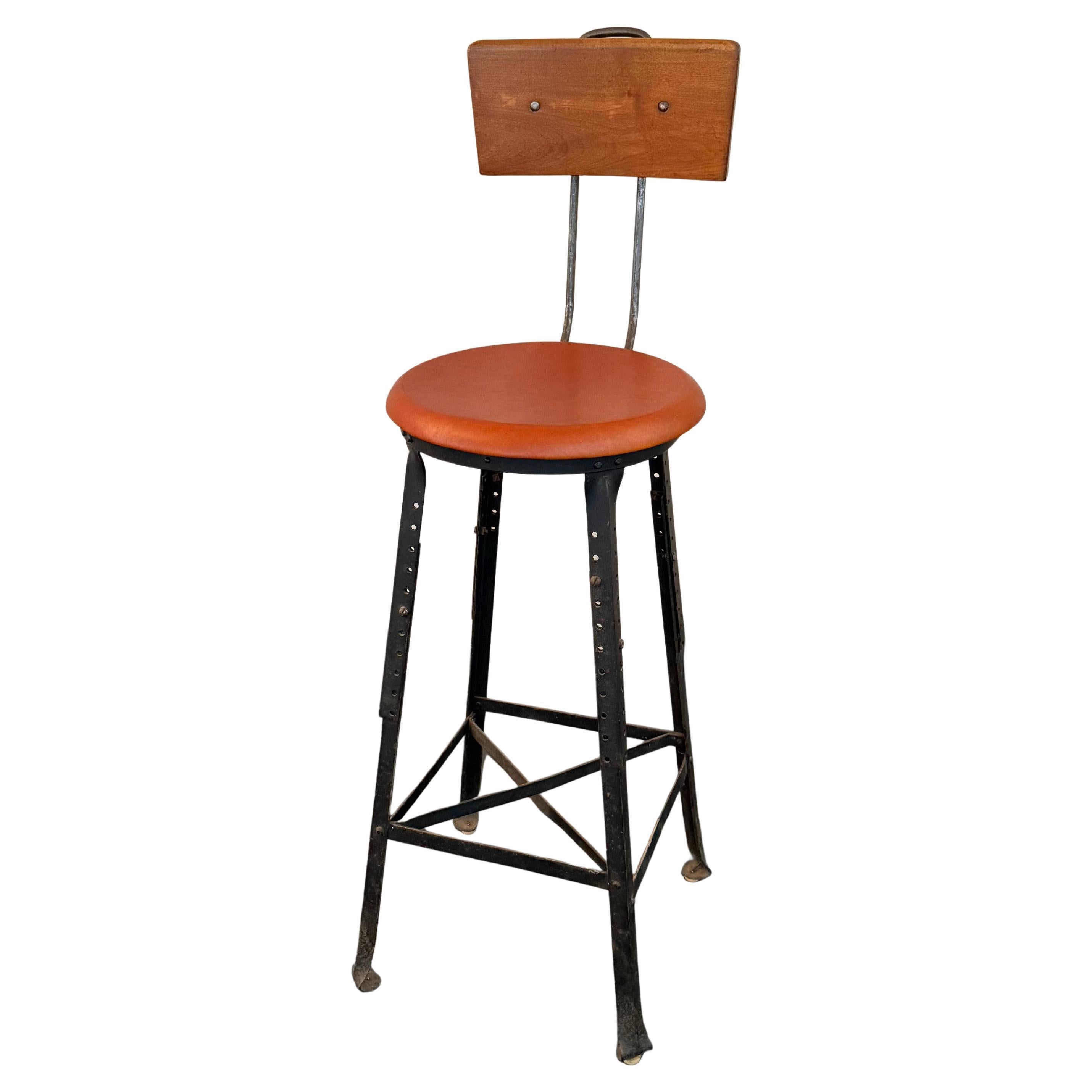 Industrial Angle Iron Train Station Switchboard Operator Stool For Sale