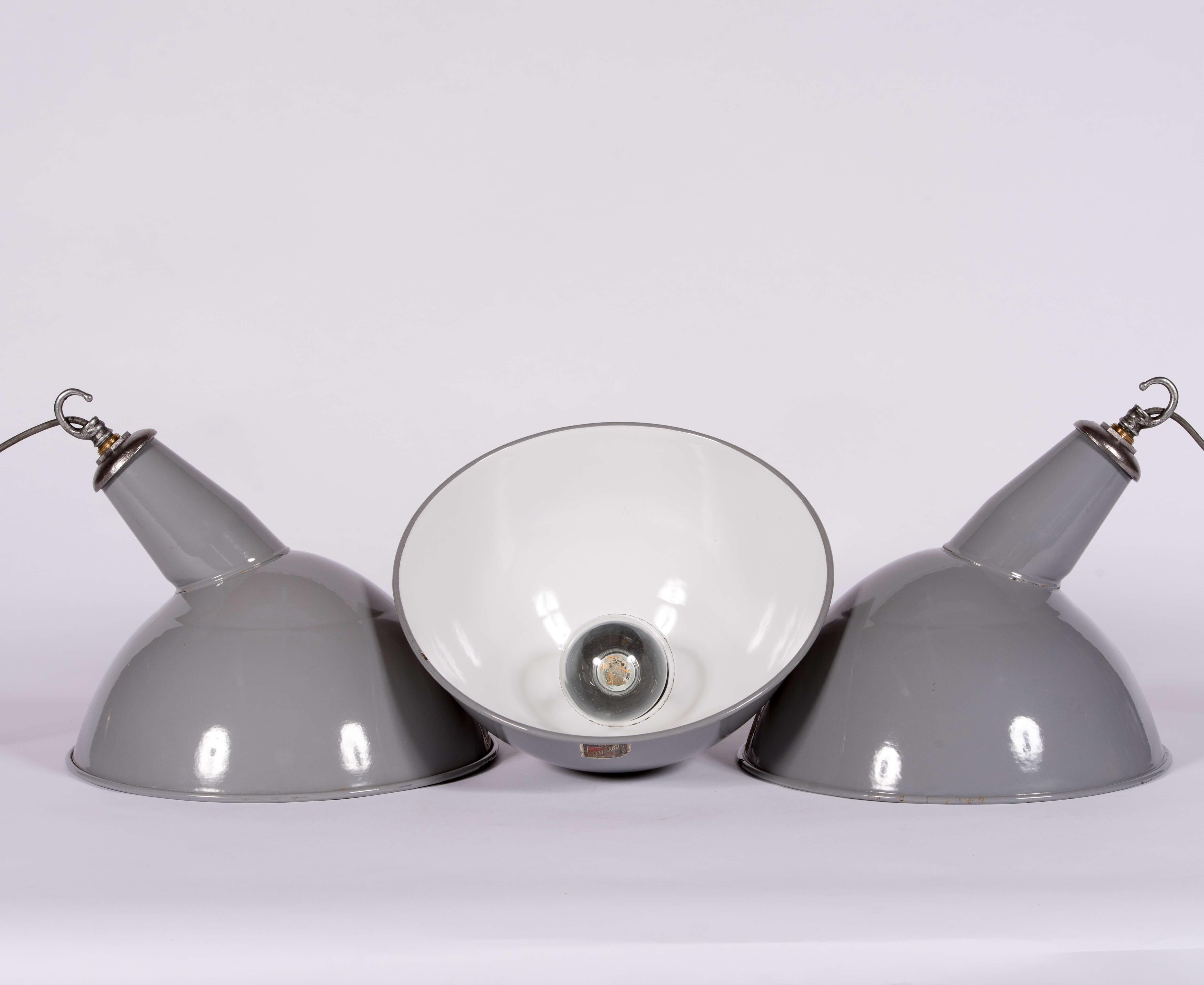 Early 20th Century Industrial Angled Enamel Factory Light by Benjamin Electric For Sale