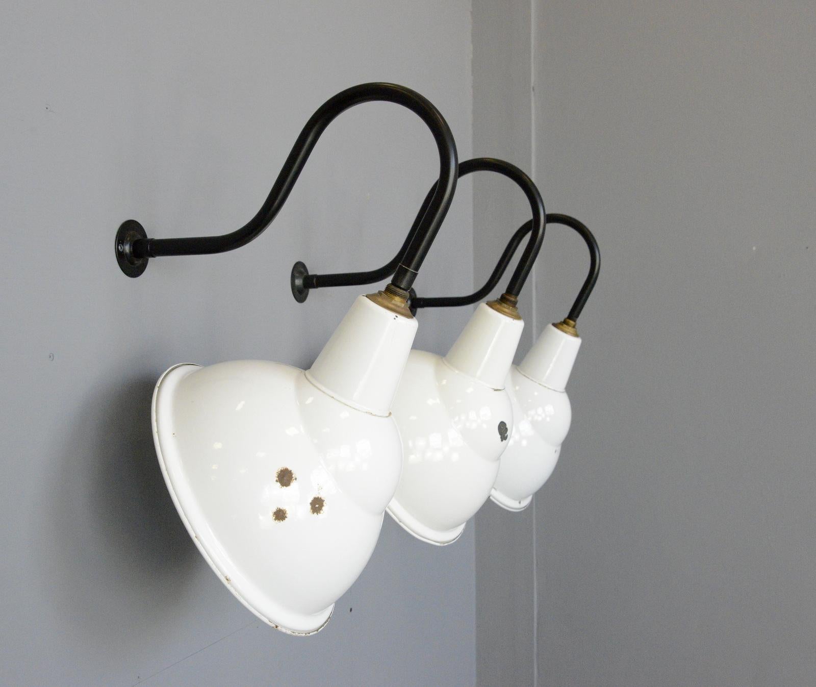Industrial Angled Wall Lights by Benjamin, circa 1950s In Good Condition For Sale In Gloucester, GB