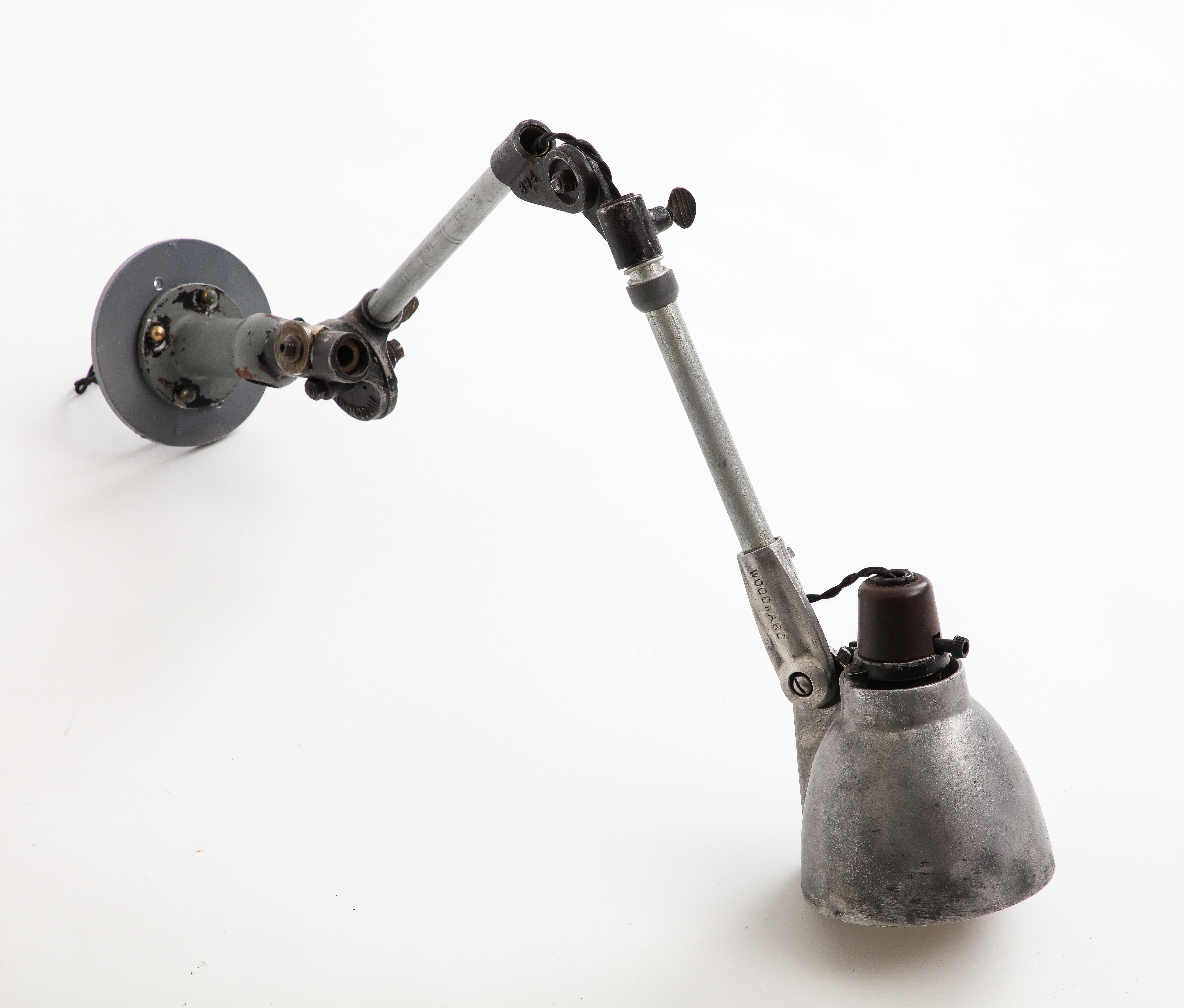 English Industrial Anglepoise Wall Mounted Cast Iron Sconce, c. 1940 For Sale