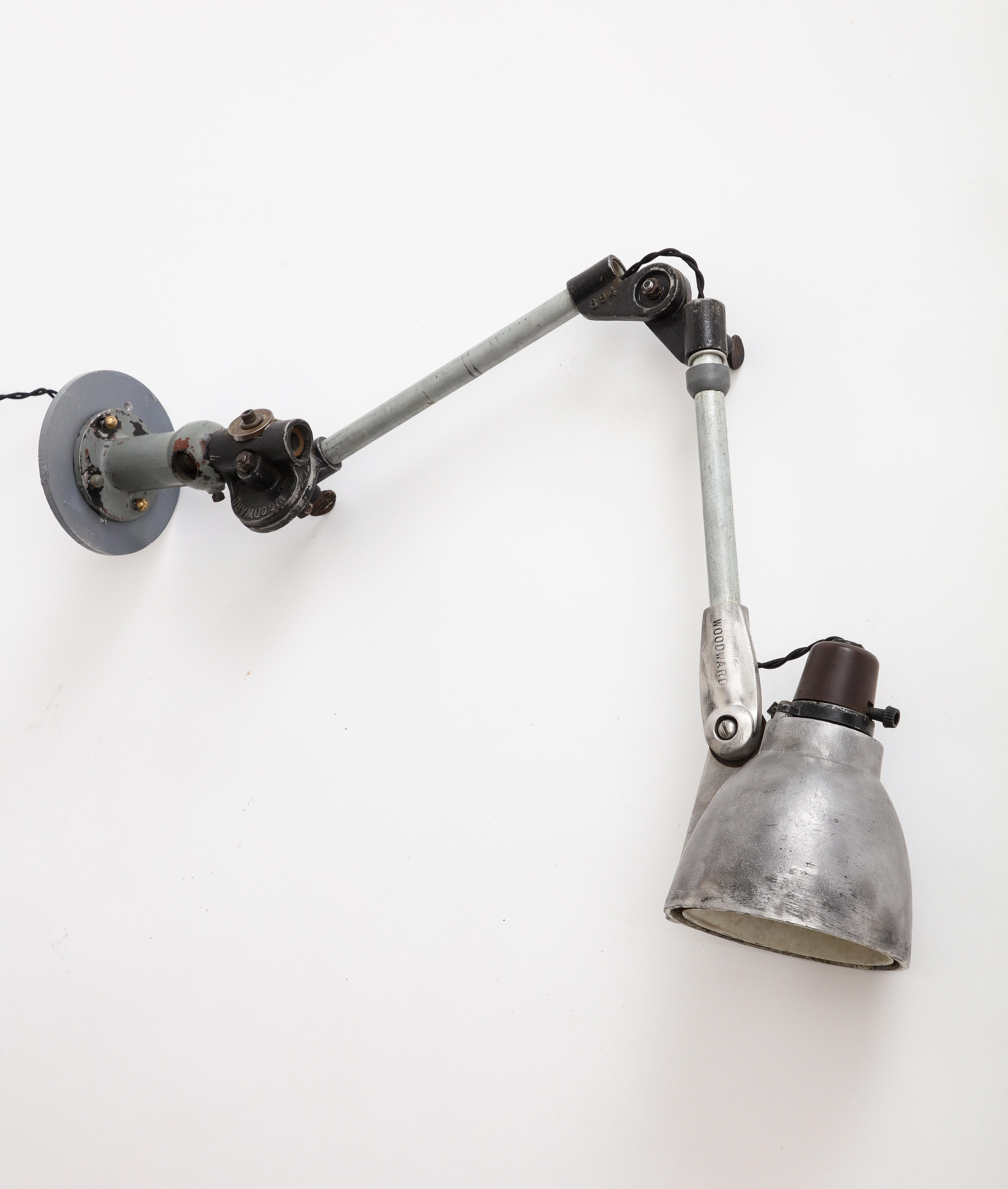Industrial Anglepoise Wall Mounted Cast Iron Sconce, c. 1940 In Good Condition For Sale In Chicago, IL