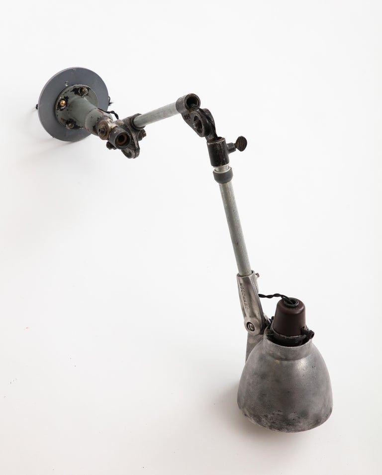 Industrial Anglepoise Wall Mounted Cast Iron Sconce, c. 1940 For Sale