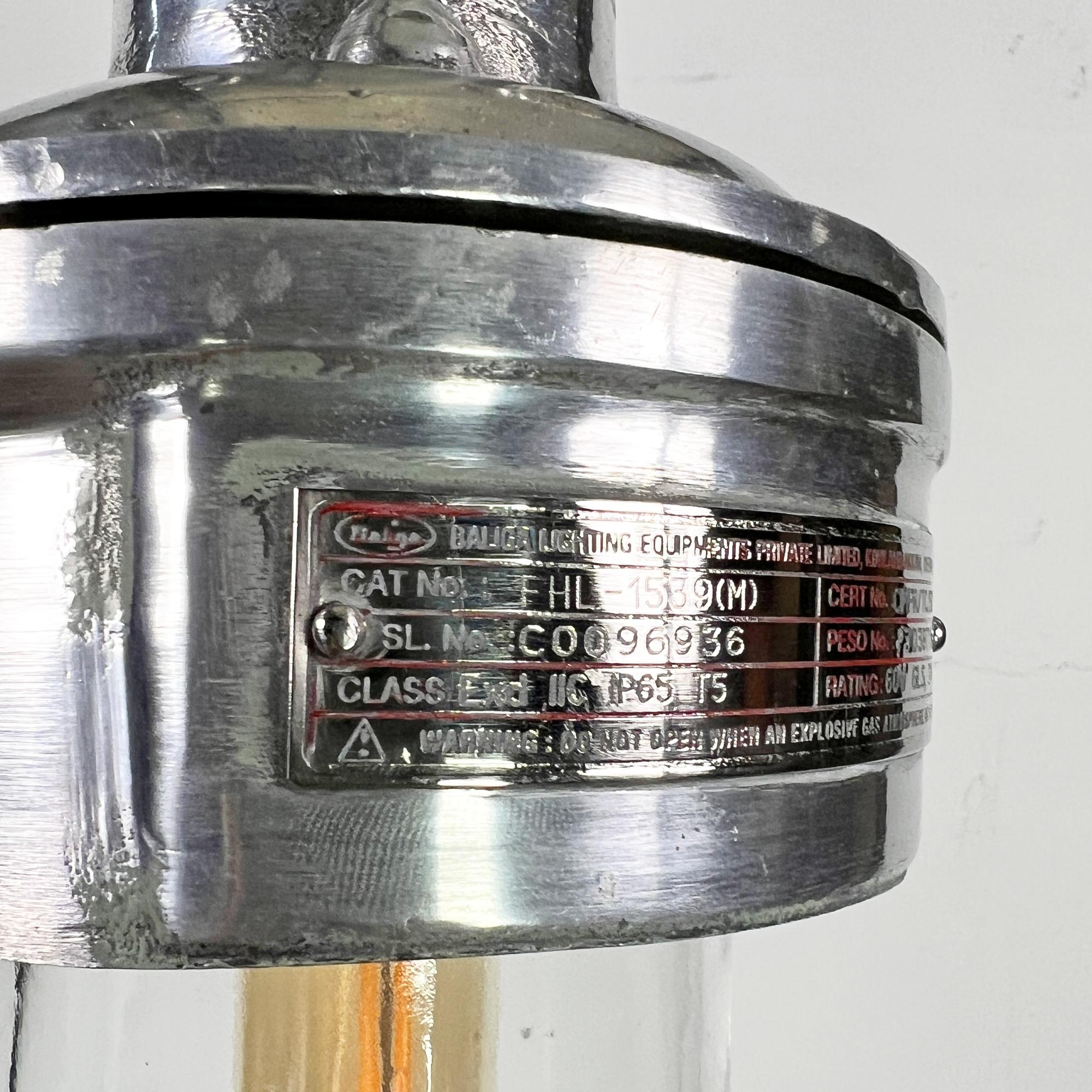 Lámpara colgante industrial angloindia de aluminio fundido y cúpula de cristal by Baliga Vaciado en venta