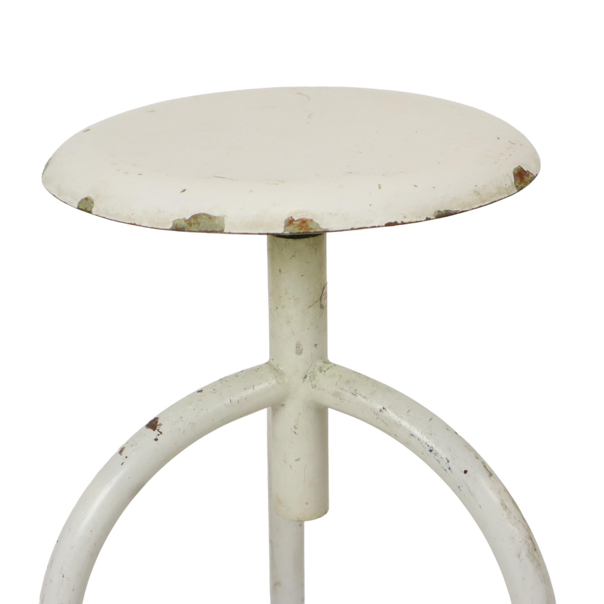 Industrial Antique Metal Medical Doctor's Stool Lab Stool Mid 20th Century For Sale 6