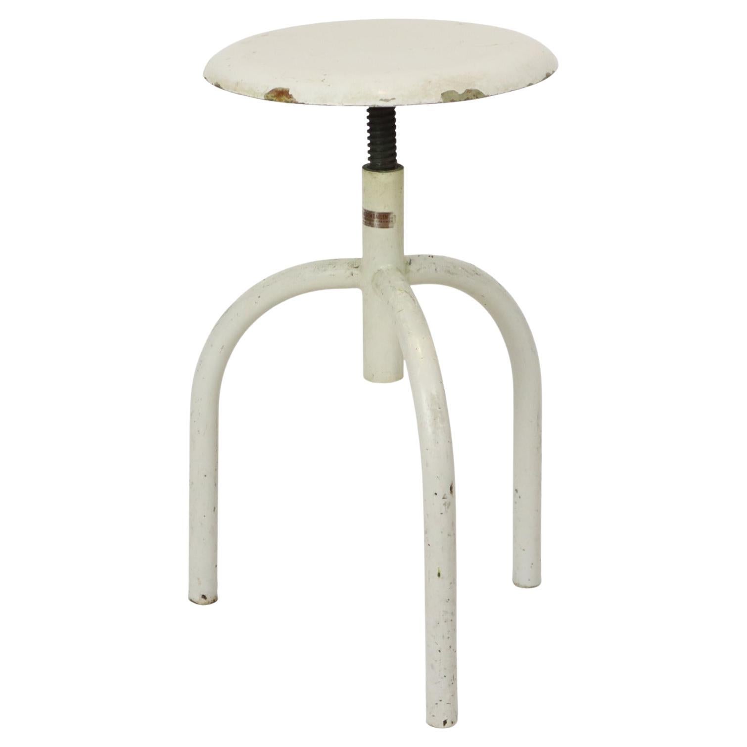 Industrial Antique Metal Medical Doctor's Stool Lab Stool Mid 20th Century